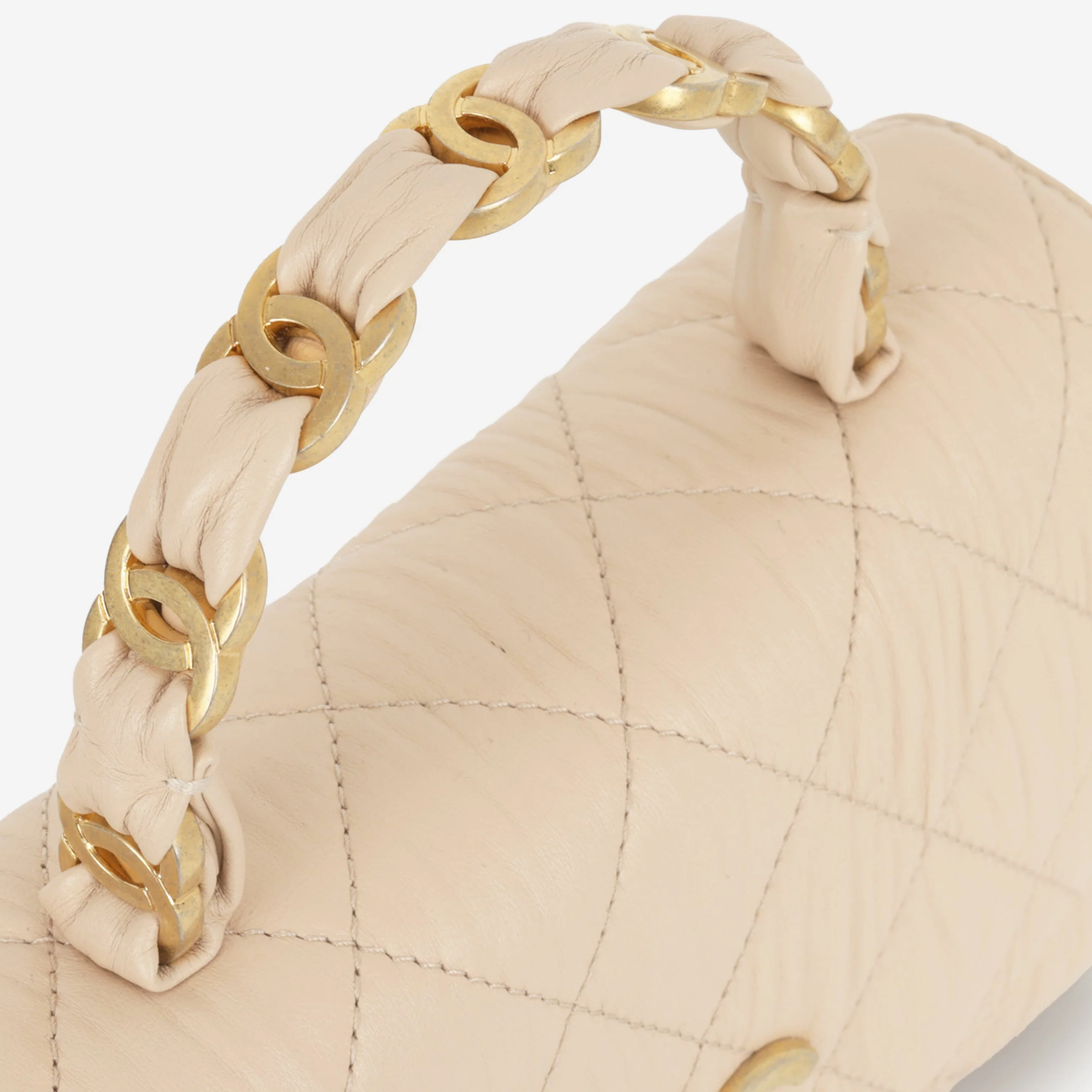 Chanel CC Link Top Handle - Beige Lambskin | Gold Hardware - Image 4