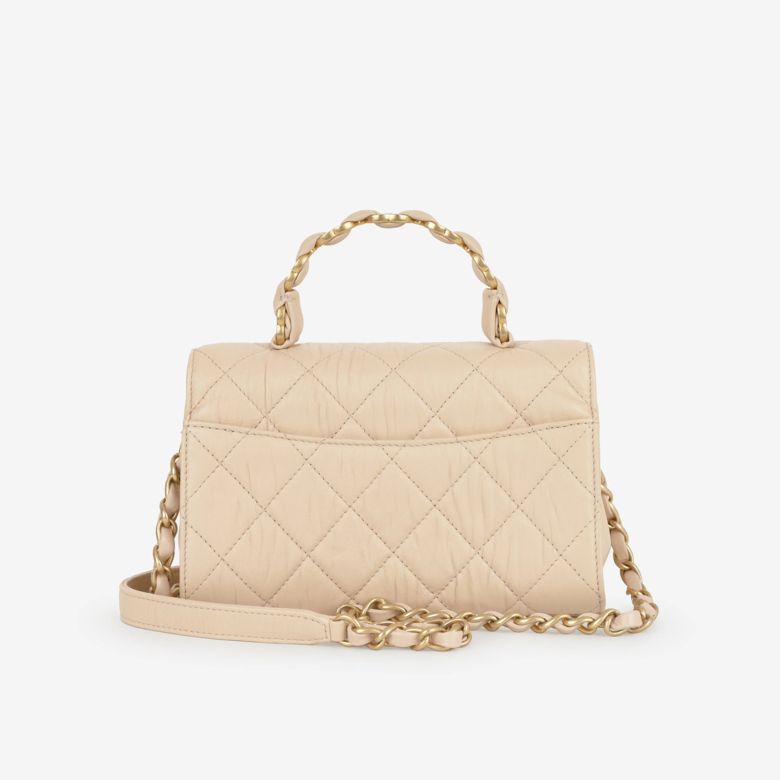 Chanel CC Link Top Handle - Beige Lambskin | Gold Hardware - Image 5
