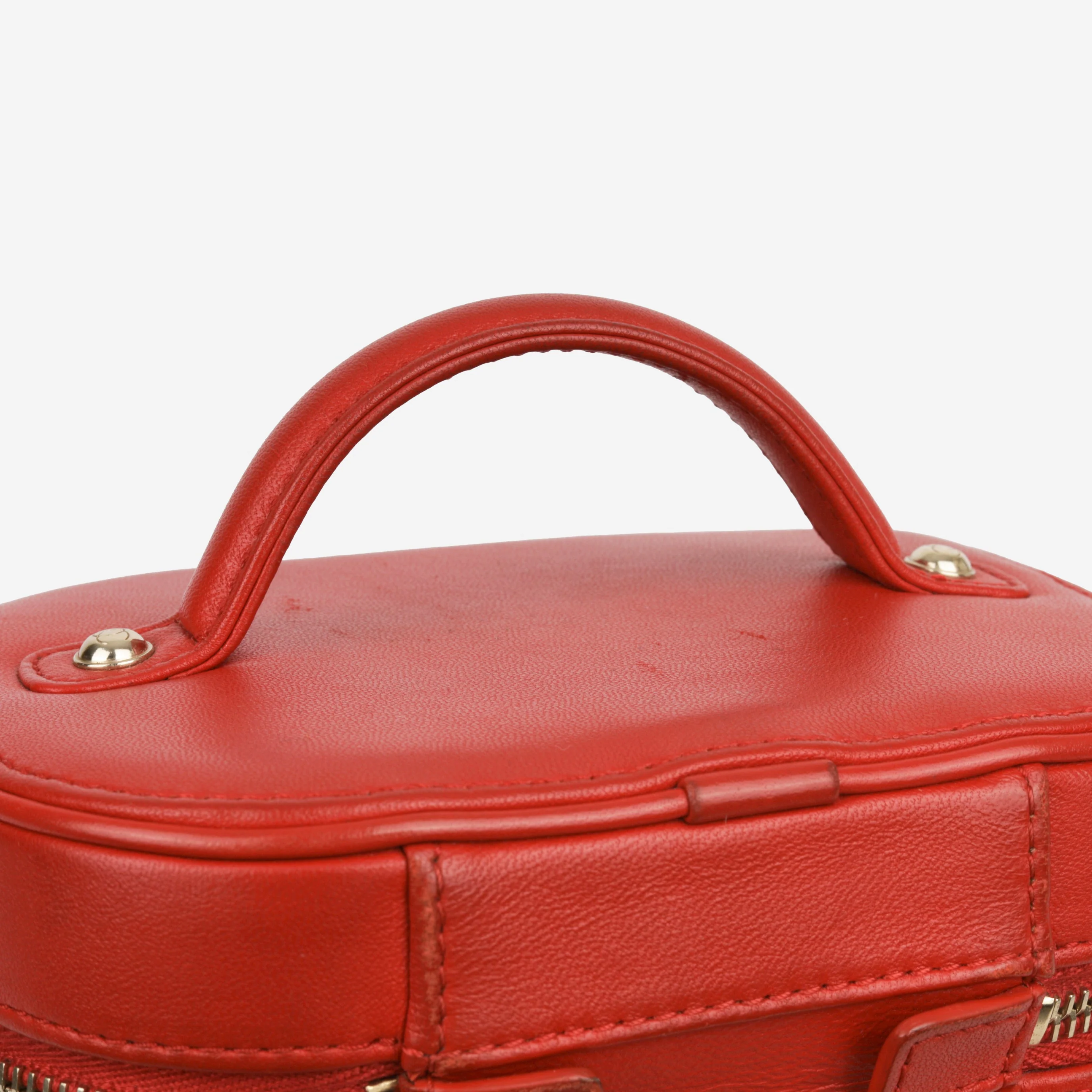 Chanel CC Timeless Vanity Case - Red Lambskin | Champagne Gold - Image 7