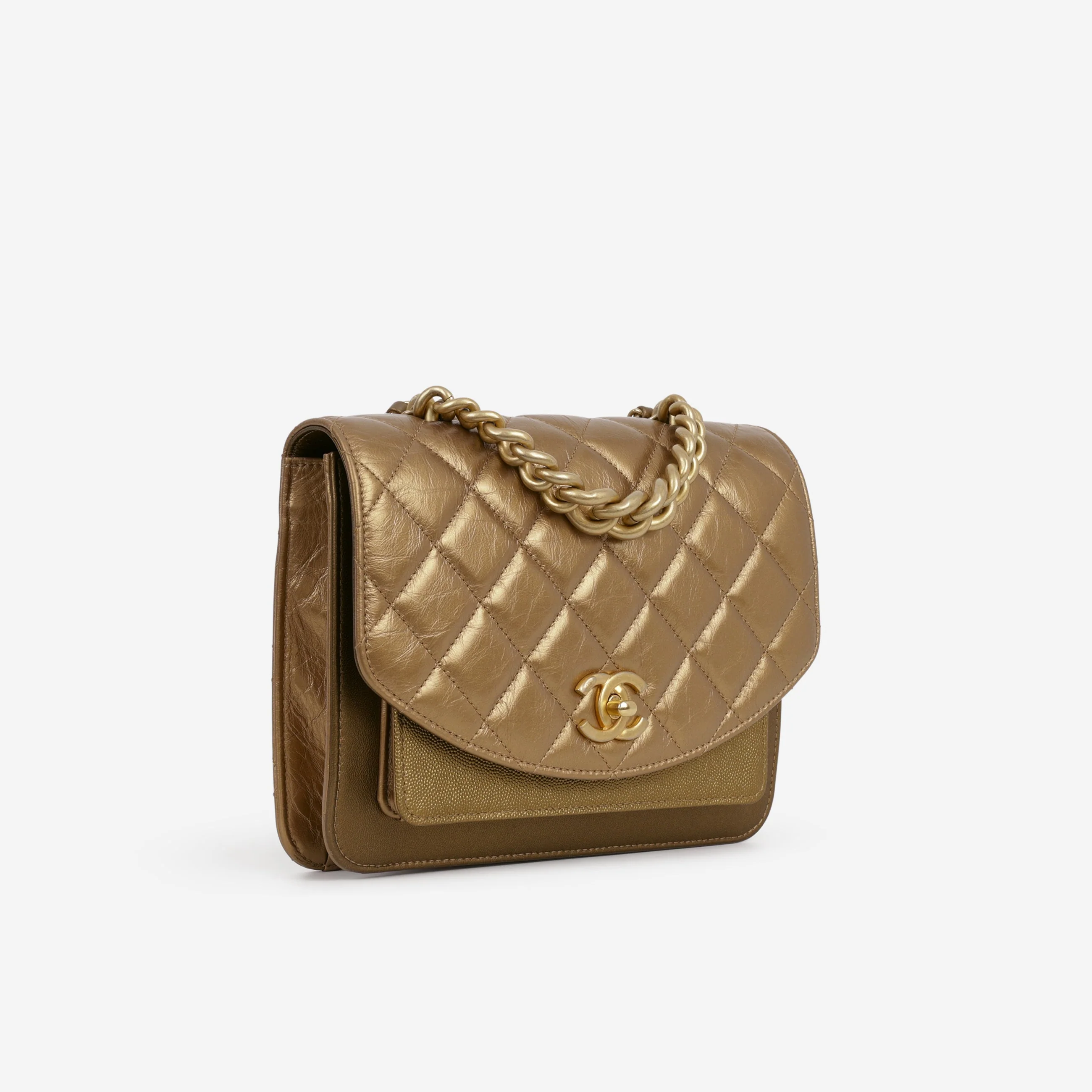 Chanel Chain Handle Flap Bag - Bronze Caviar / Calfskin | Gold Hardware - Image 2
