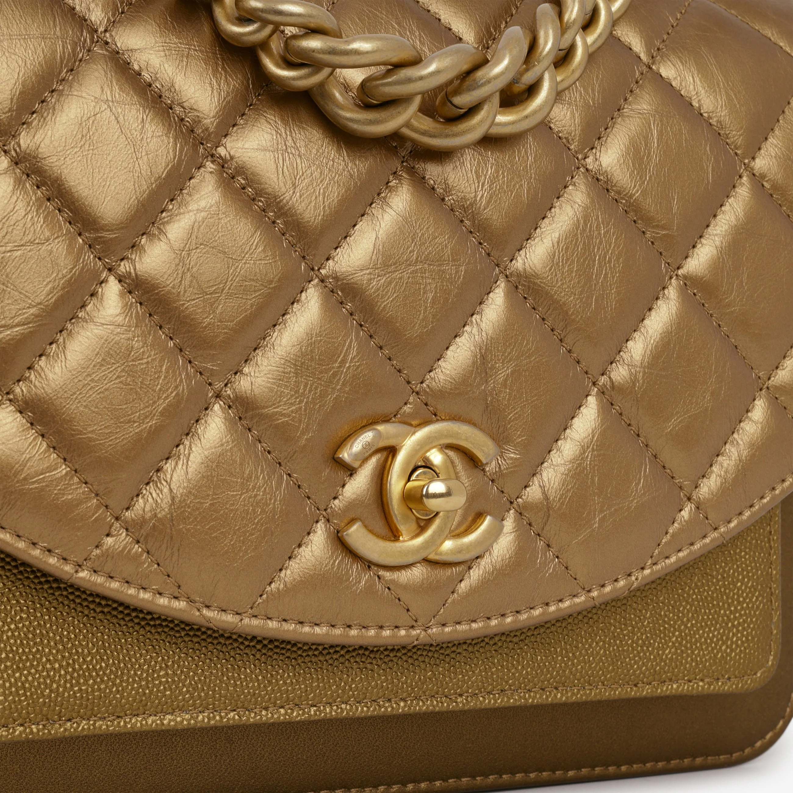 Chanel Chain Handle Flap Bag - Bronze Caviar / Calfskin | Gold Hardware - Image 8