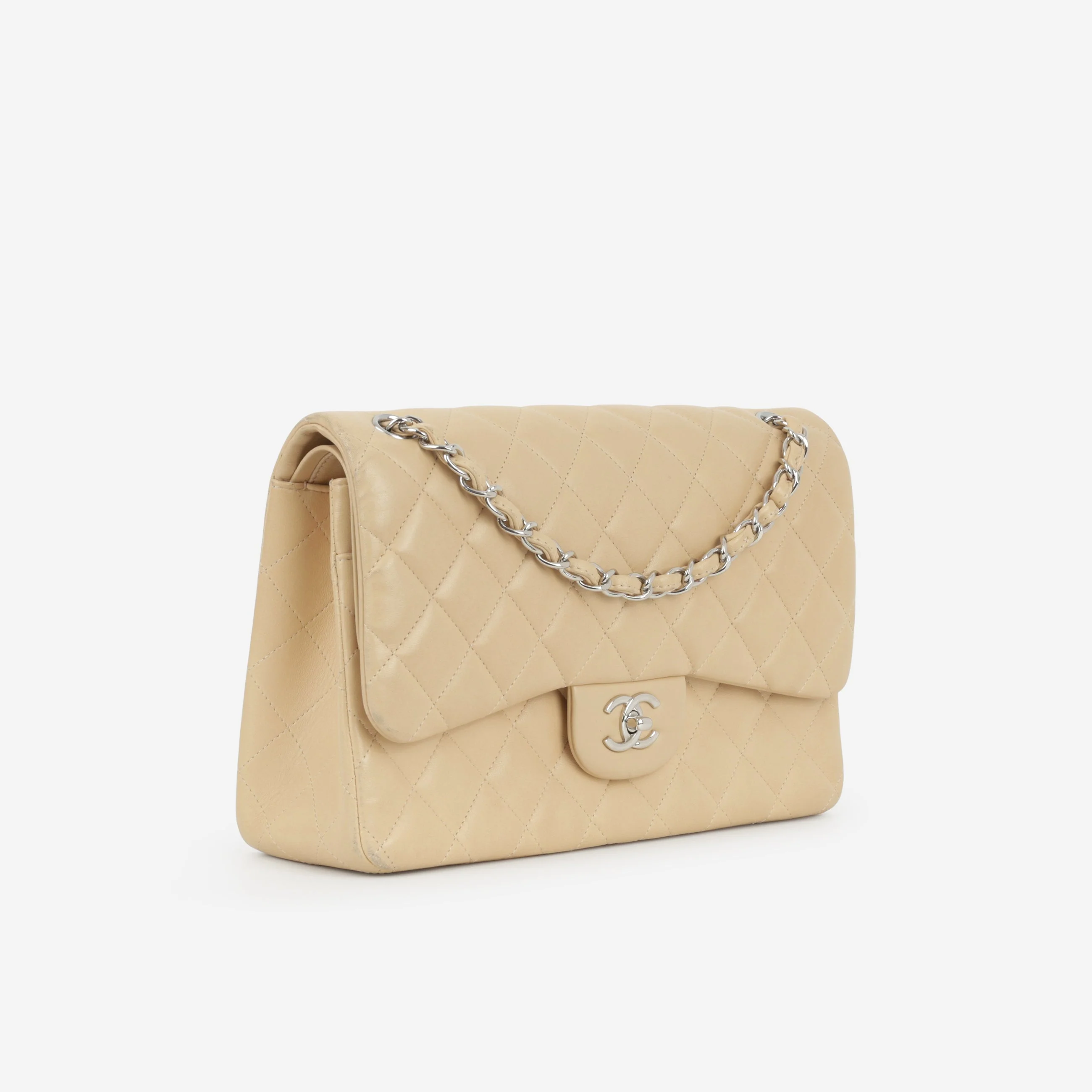 Chanel Classic Jumbo Double Flap - Beige Lambskin | Silver Hardware - Image 2