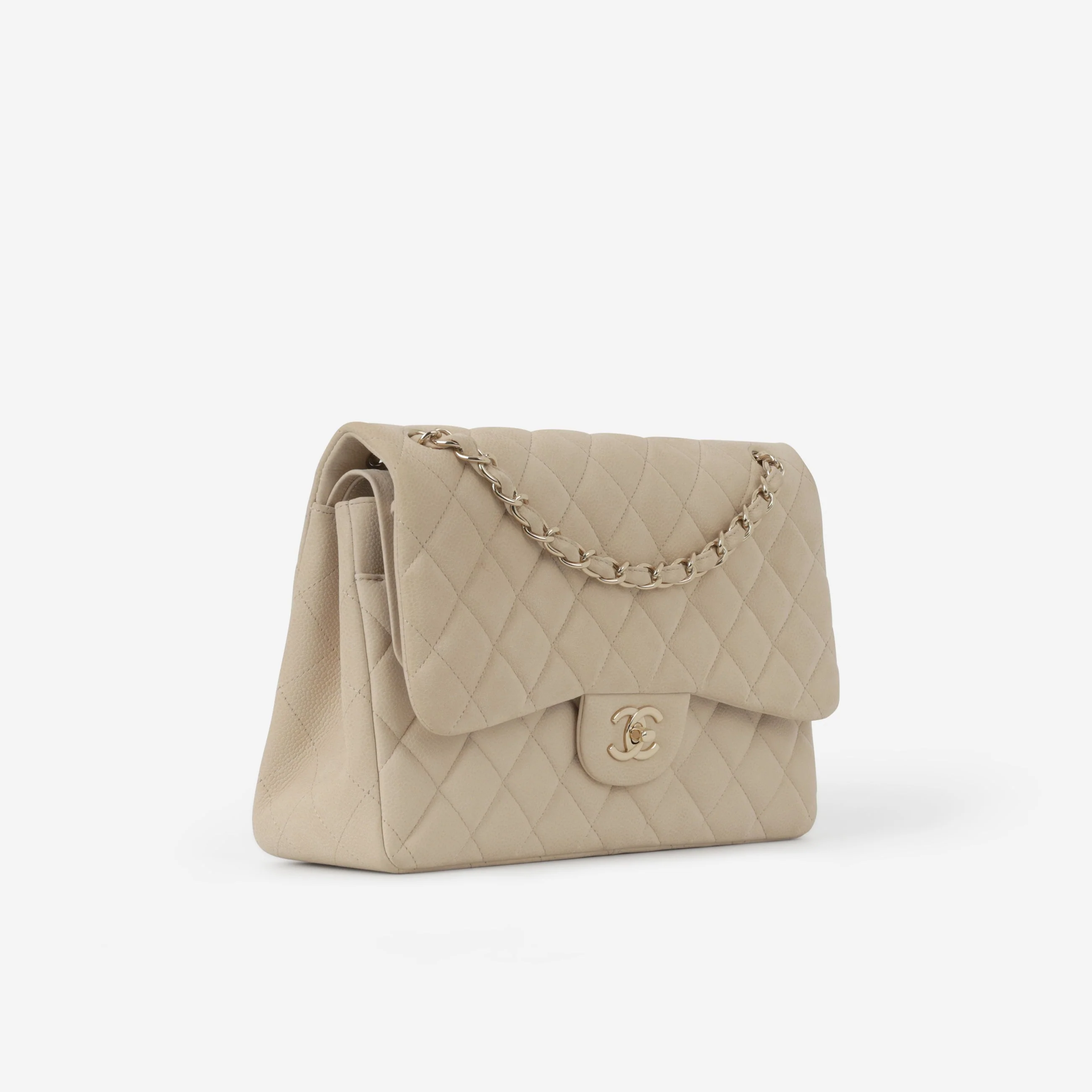 Chanel Classic Jumbo Double Flap - Beige Matte Caviar | Champagne Gold Hardware - Image 2