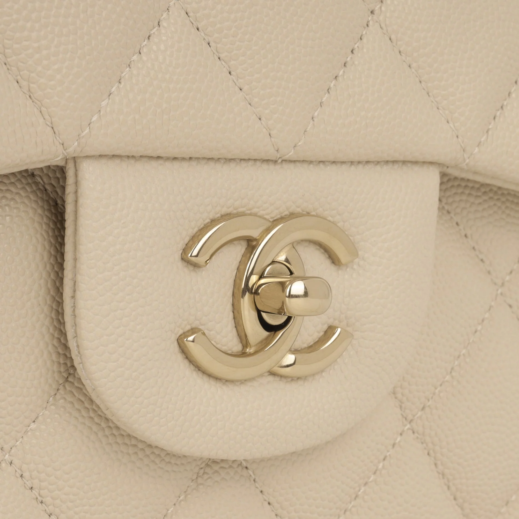 Chanel Classic Jumbo Double Flap - Ecru Caviar | Champagne Gold Hardware - Image 12