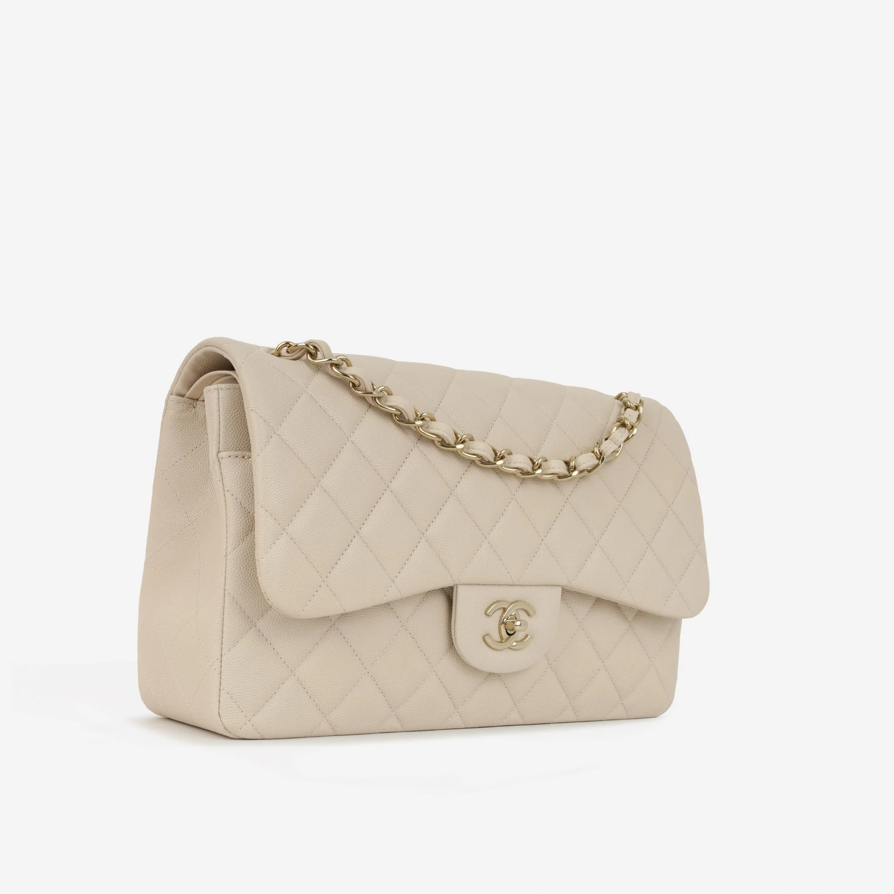 Chanel Classic Jumbo Double Flap - Ecru Caviar | Champagne Gold Hardware - Image 2