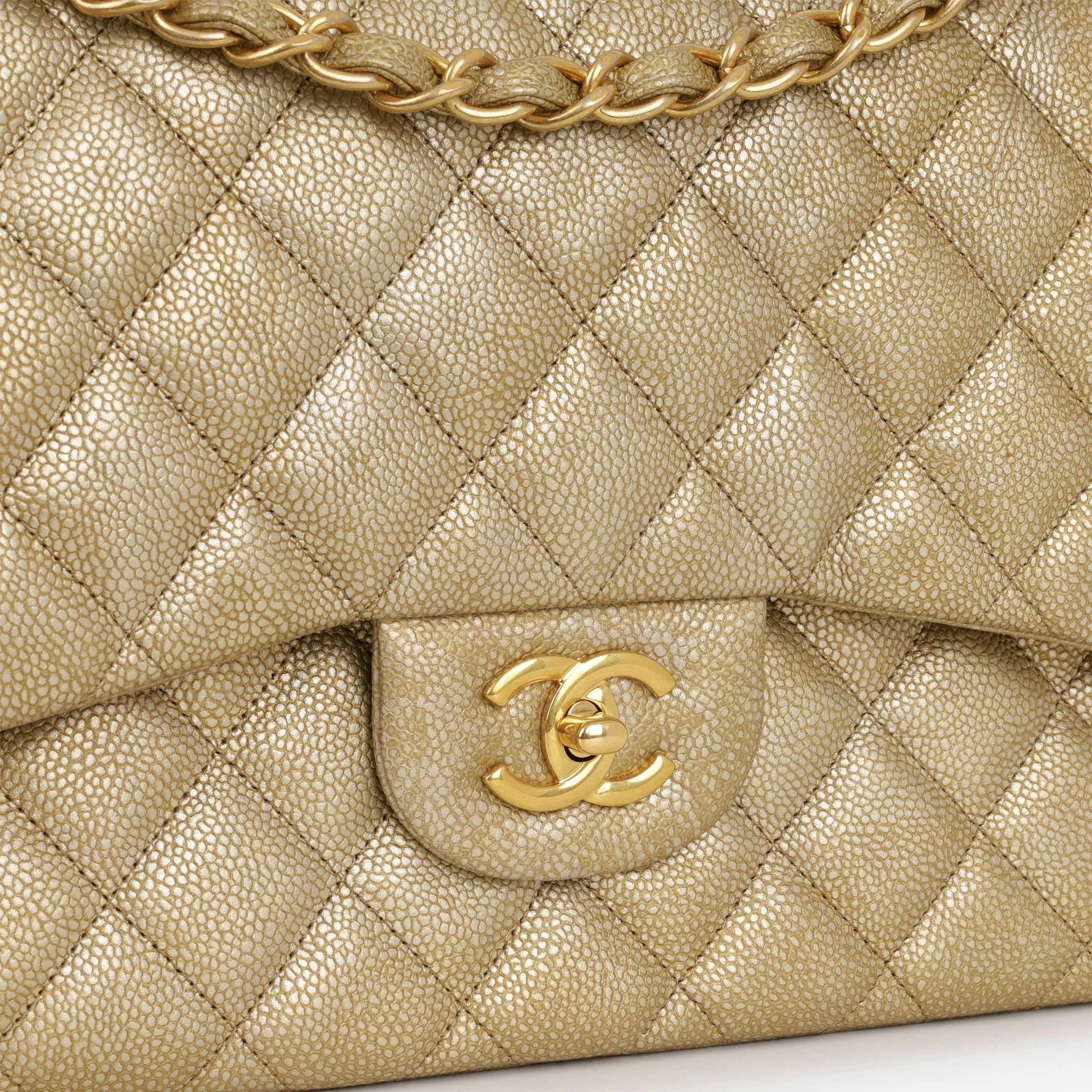 Chanel Classic Jumbo Double Flap - Gold Caviar | Gold Hardware - Image 8