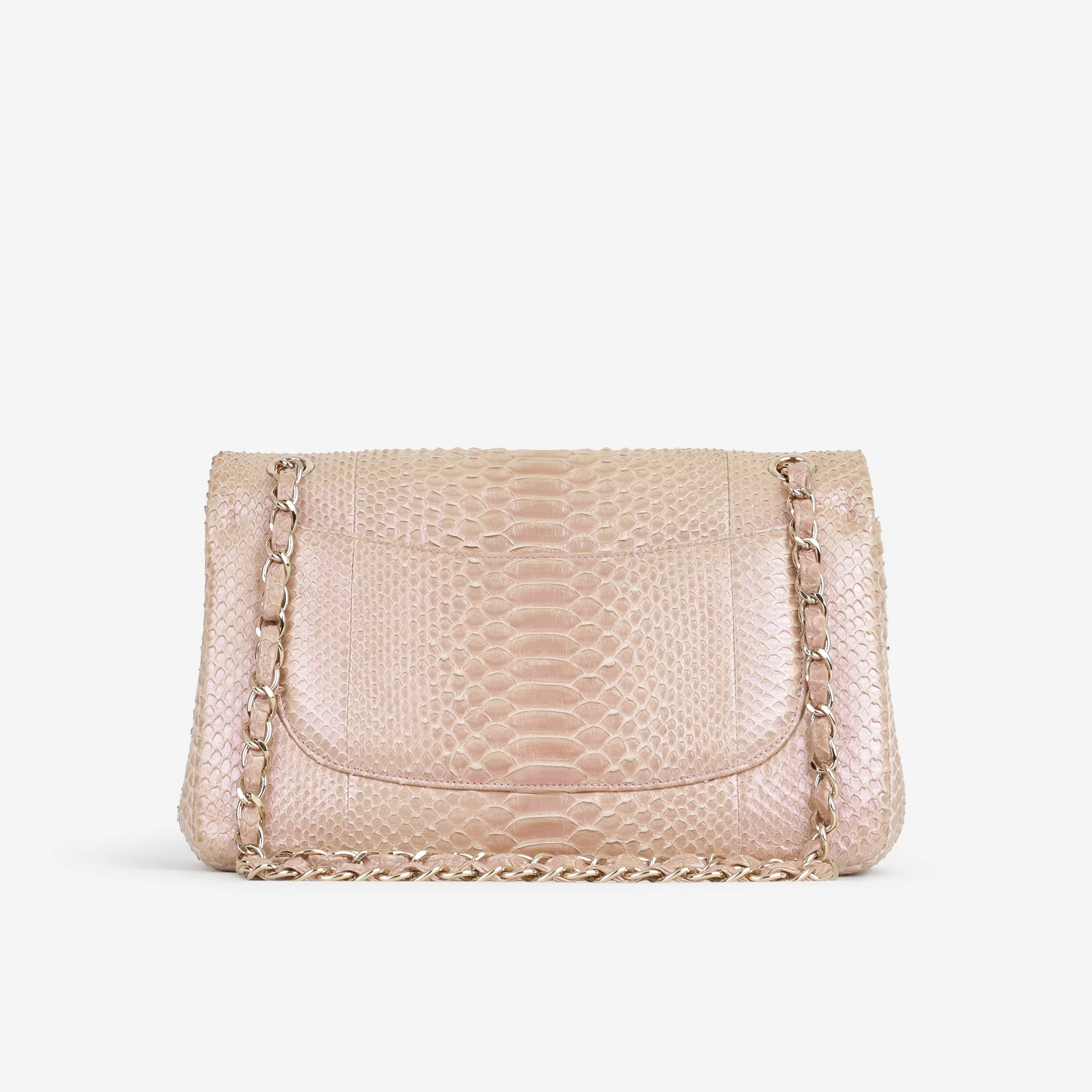 Chanel Classic Jumbo Double Flap - Iridescent Pink Pyhton | Champagne Gold Hardware - Image 3