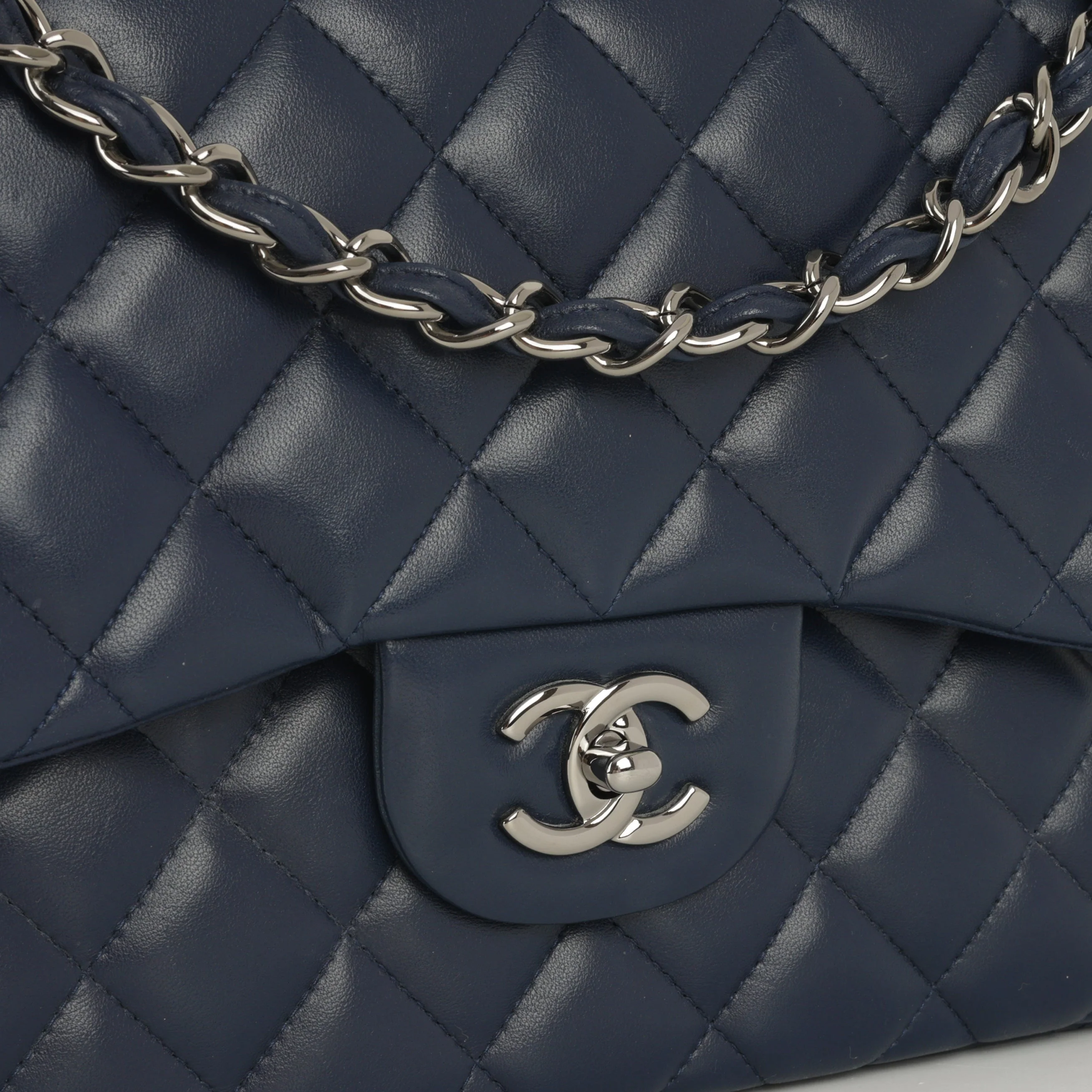 Chanel Classic Jumbo Double Flap - Navy Lambskin | Ruthenium Hardware - Image 7