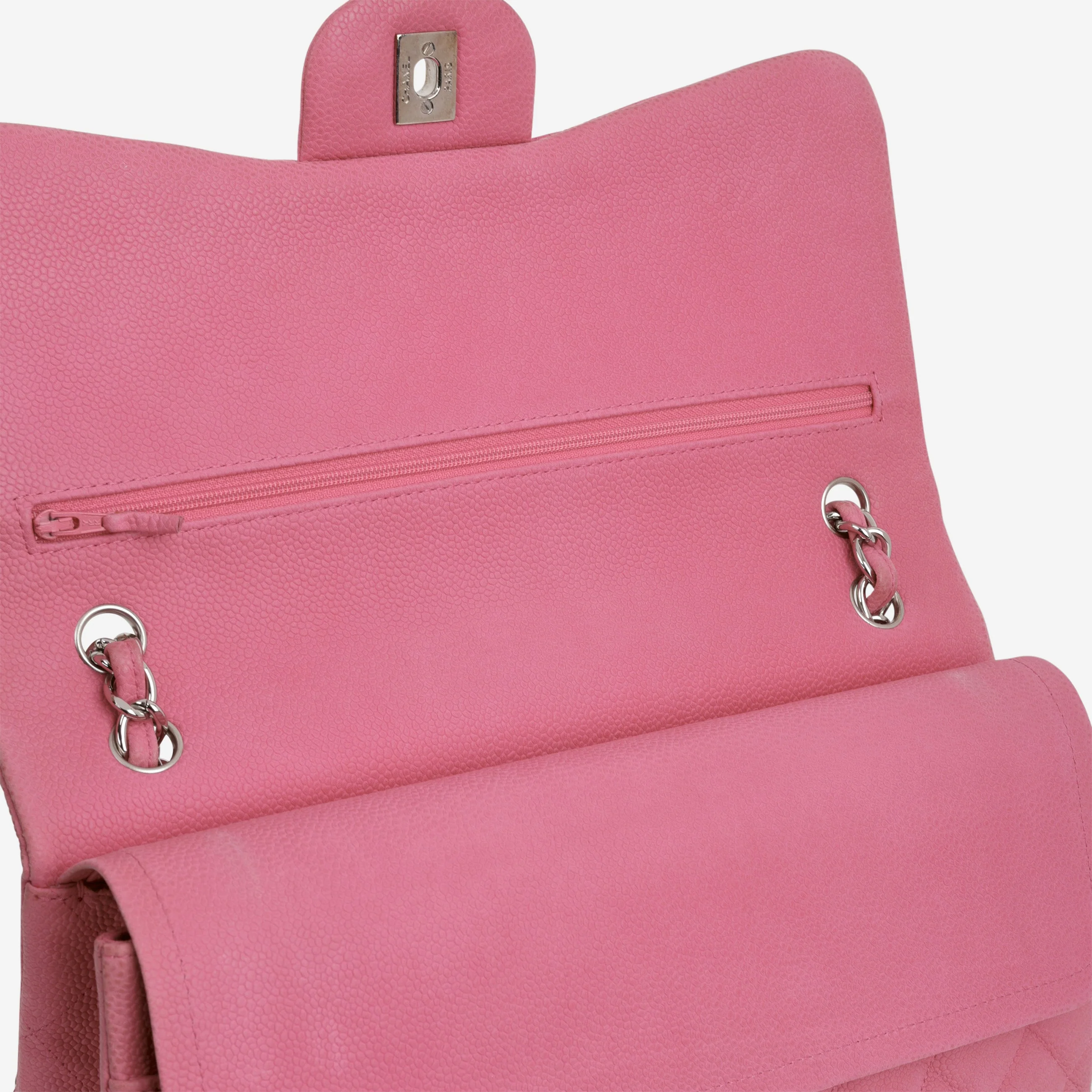 Chanel Classic Jumbo Double Flap - Pink Matte Caviar | Silver Hardware - Image 10