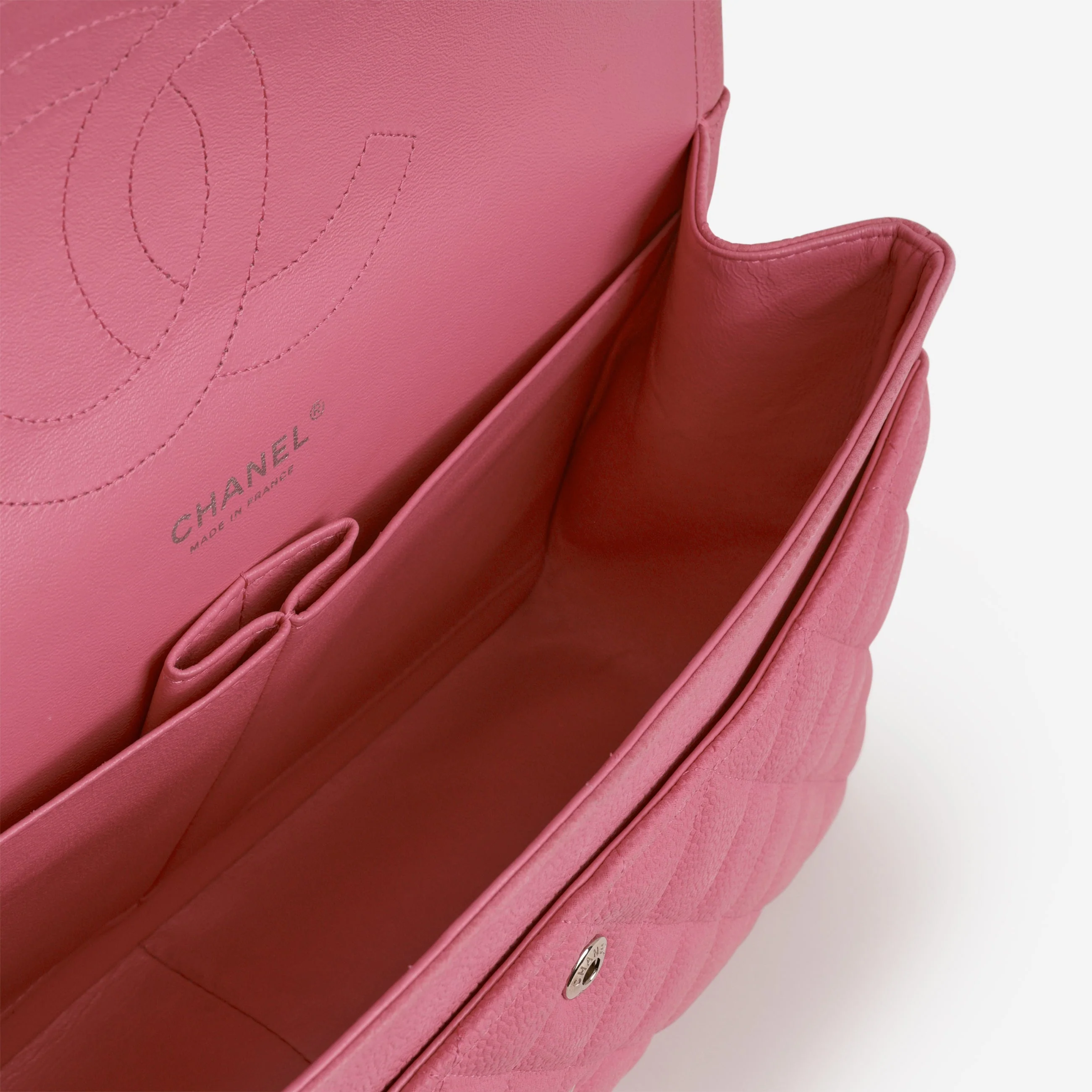 Chanel Classic Jumbo Double Flap - Pink Matte Caviar | Silver Hardware - Image 11