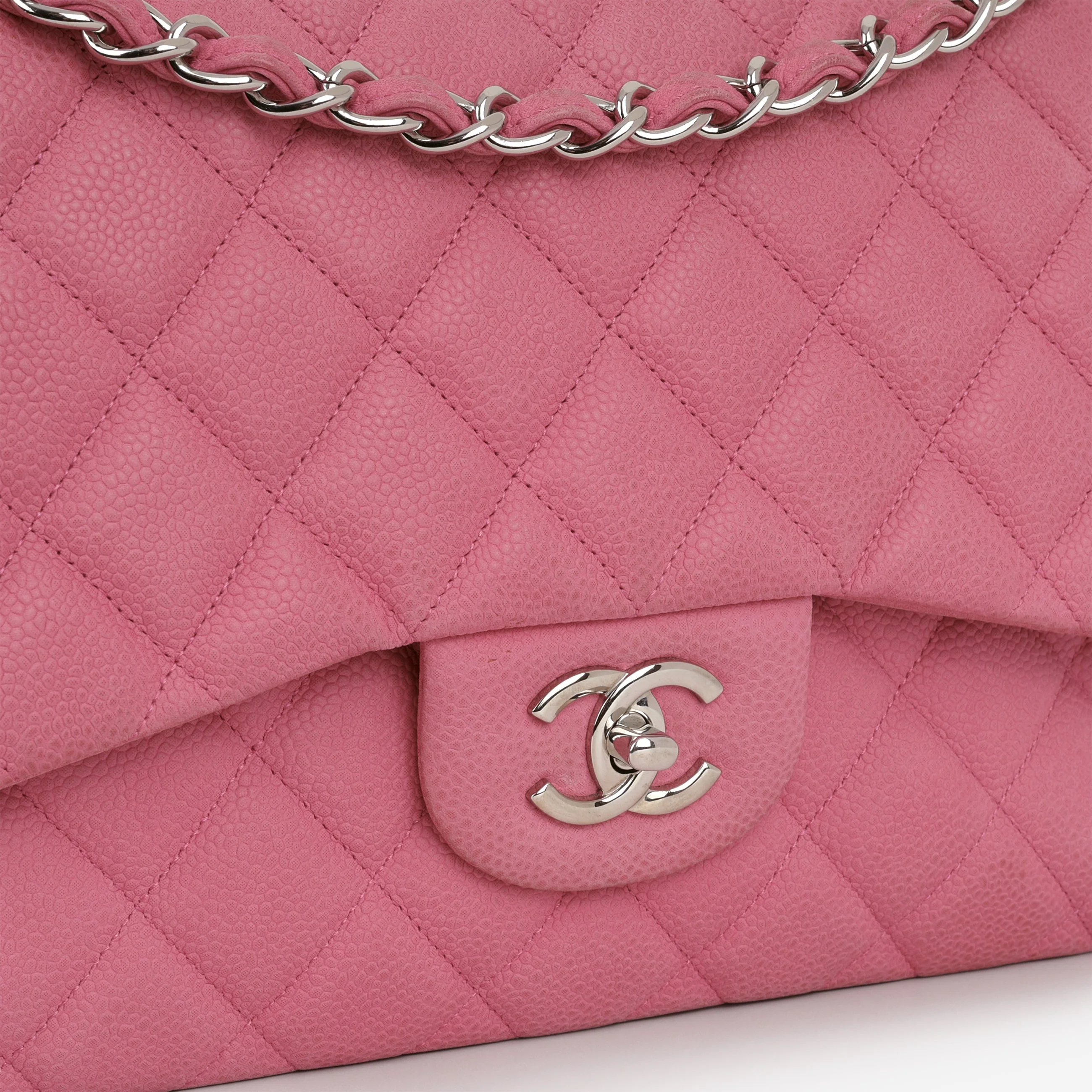 Chanel Classic Jumbo Double Flap - Pink Matte Caviar | Silver Hardware - Image 13