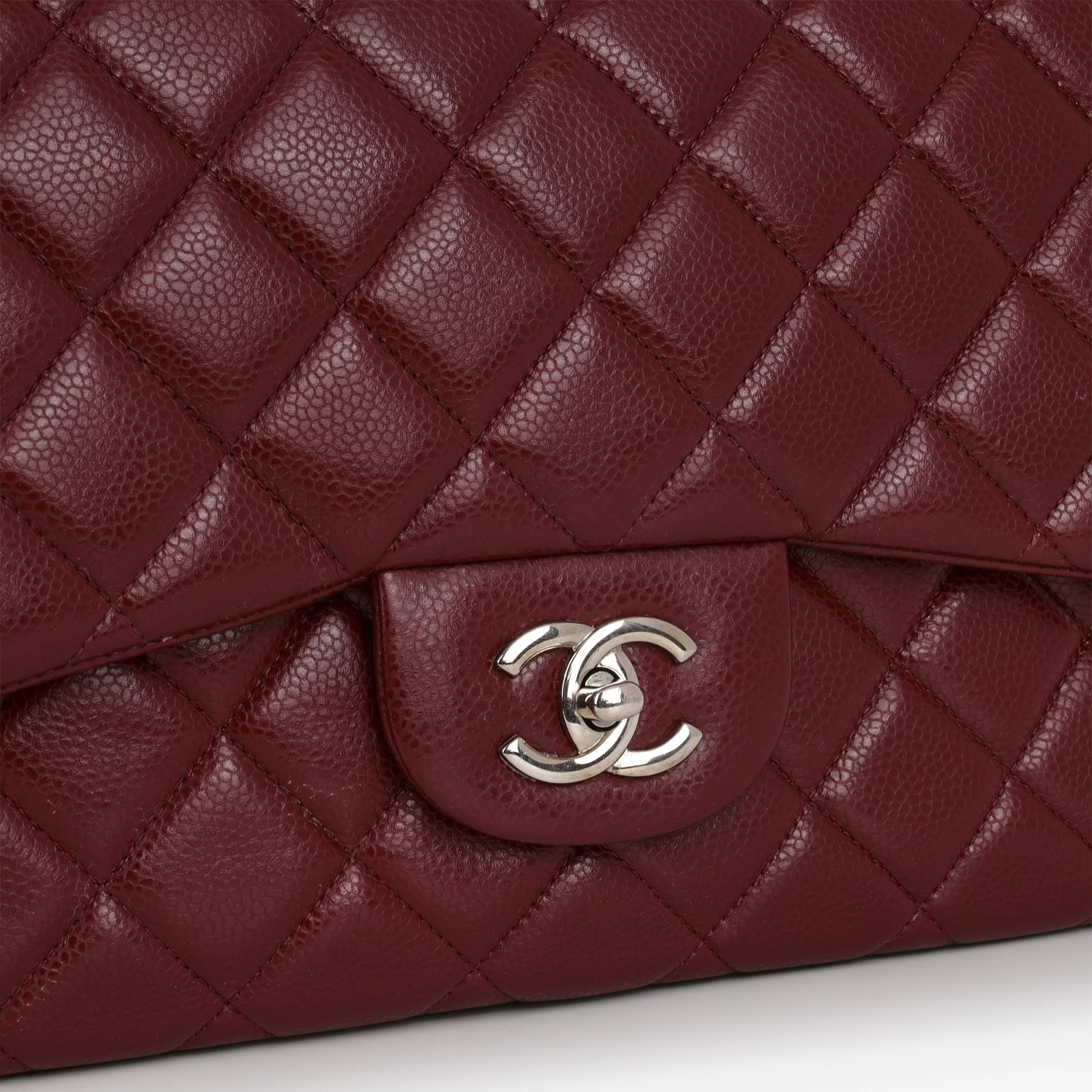 Chanel Classic Jumbo Single Flap - Burgundy Caviar | Silver Hardware - Image 11