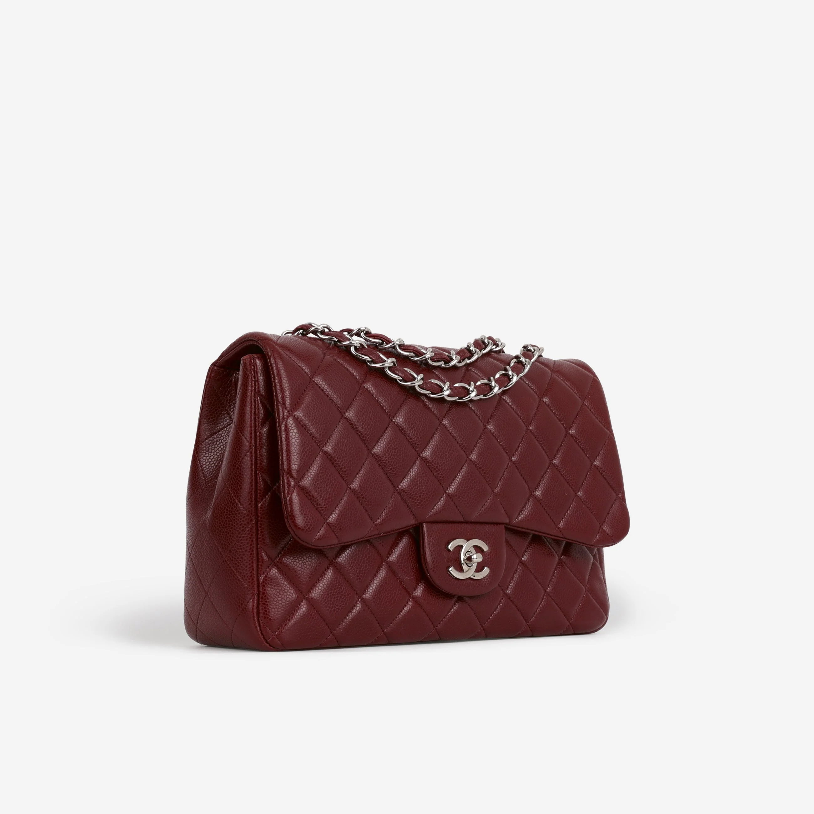 Chanel Classic Jumbo Single Flap - Burgundy Caviar | Silver Hardware - Image 2