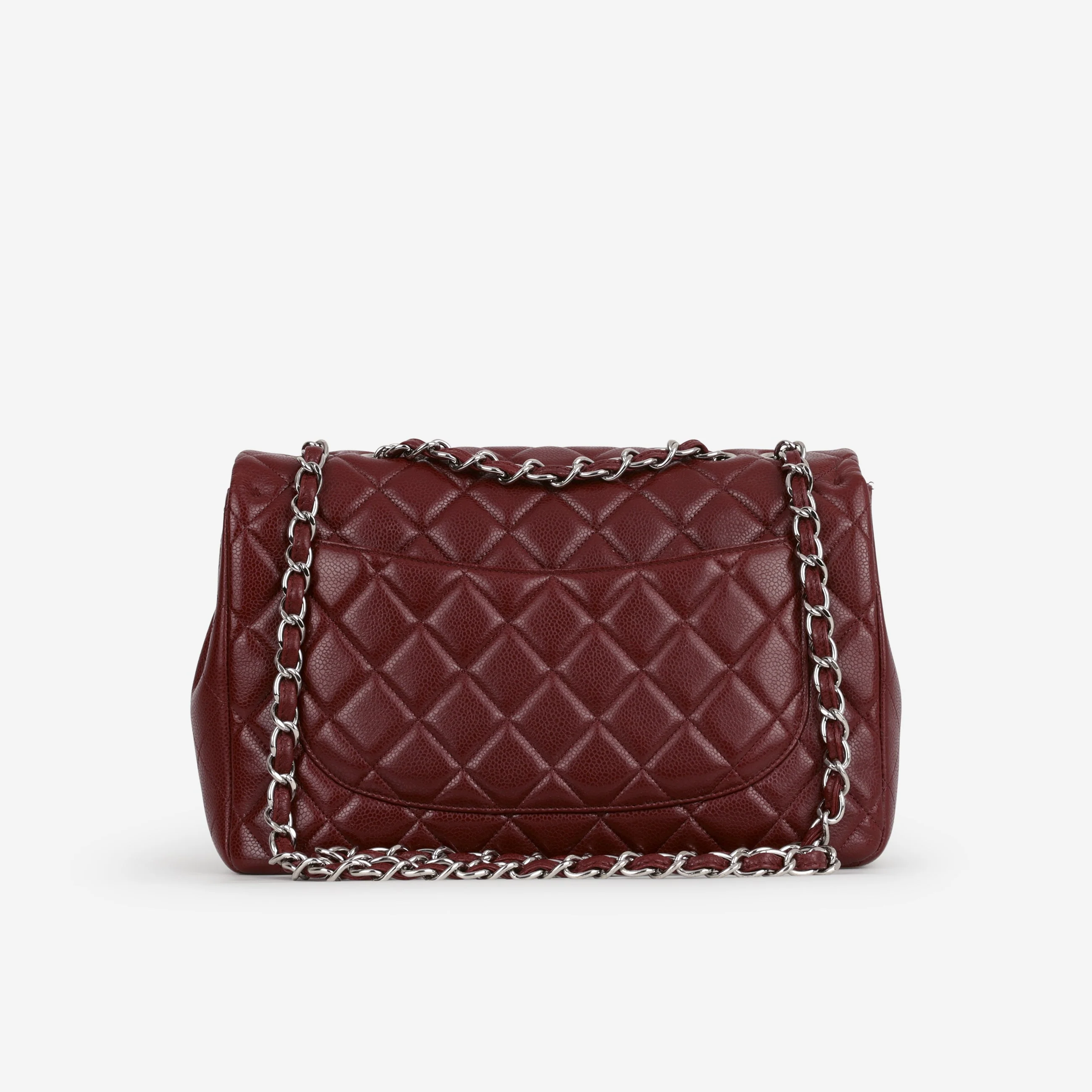 Chanel Classic Jumbo Single Flap - Burgundy Caviar | Silver Hardware - Image 3