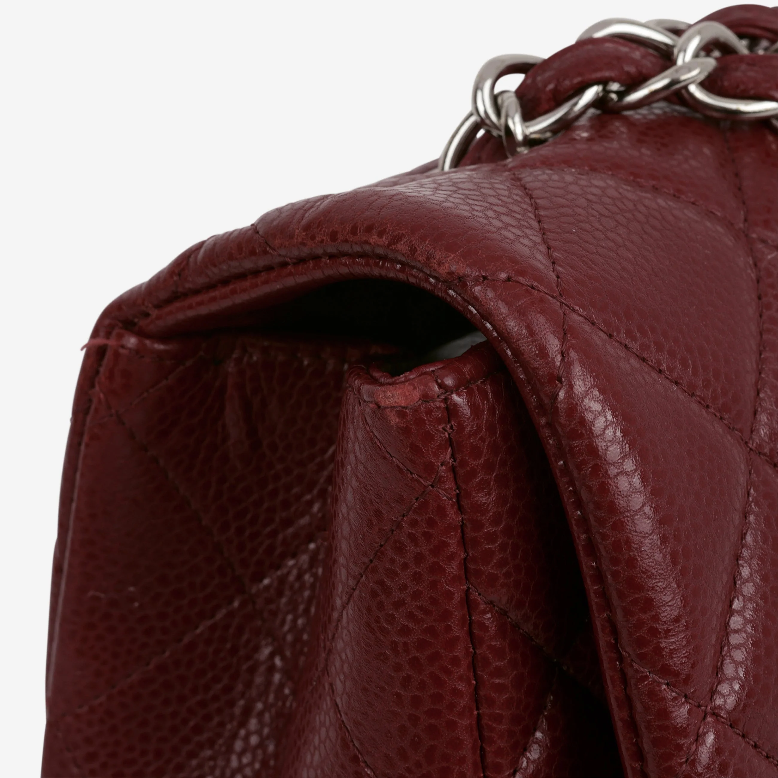 Chanel Classic Jumbo Single Flap - Burgundy Caviar | Silver Hardware - Image 8