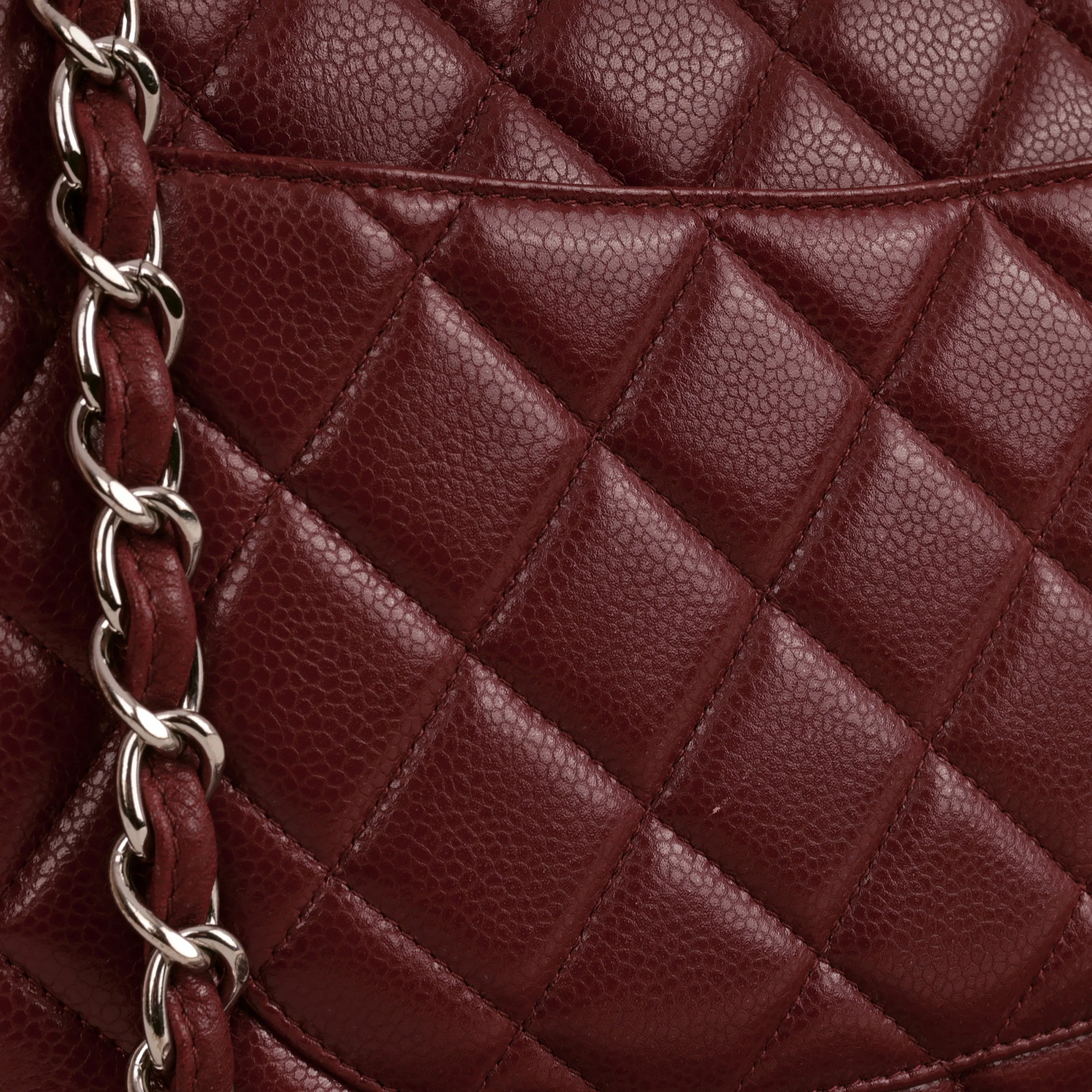 Chanel Classic Jumbo Single Flap - Burgundy Caviar | Silver Hardware - Image 9