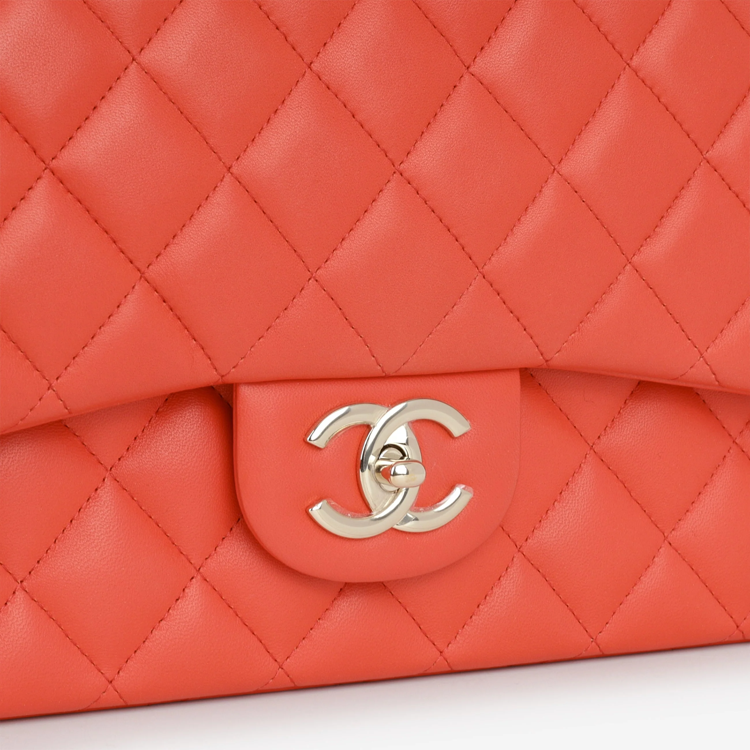 Chanel Classic Maxi Double Flap - Coral Lambskin | Champagne Gold Hardware - Image 13