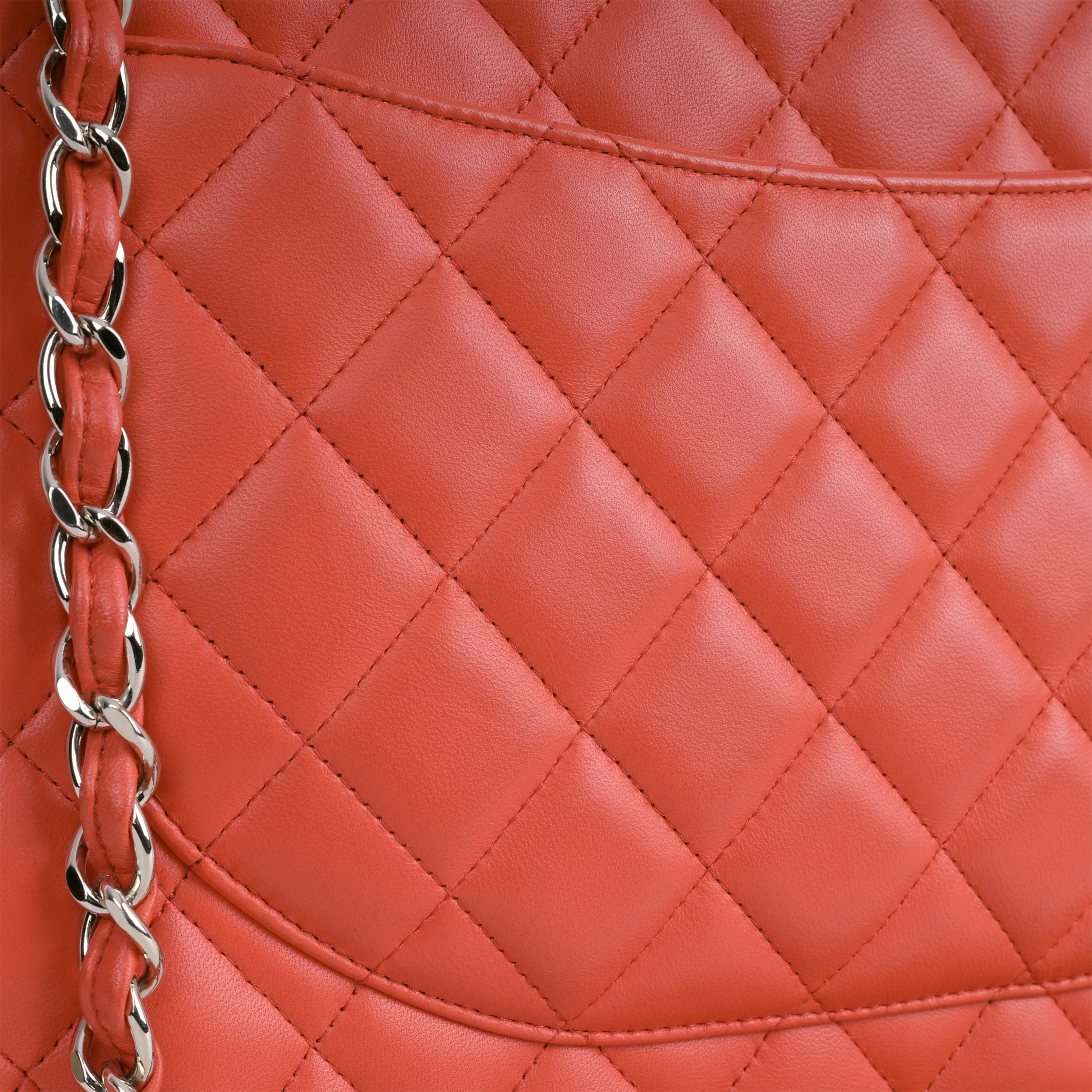 Chanel Classic Maxi Double Flap - Coral Lambskin | Champagne Gold Hardware - Image 7