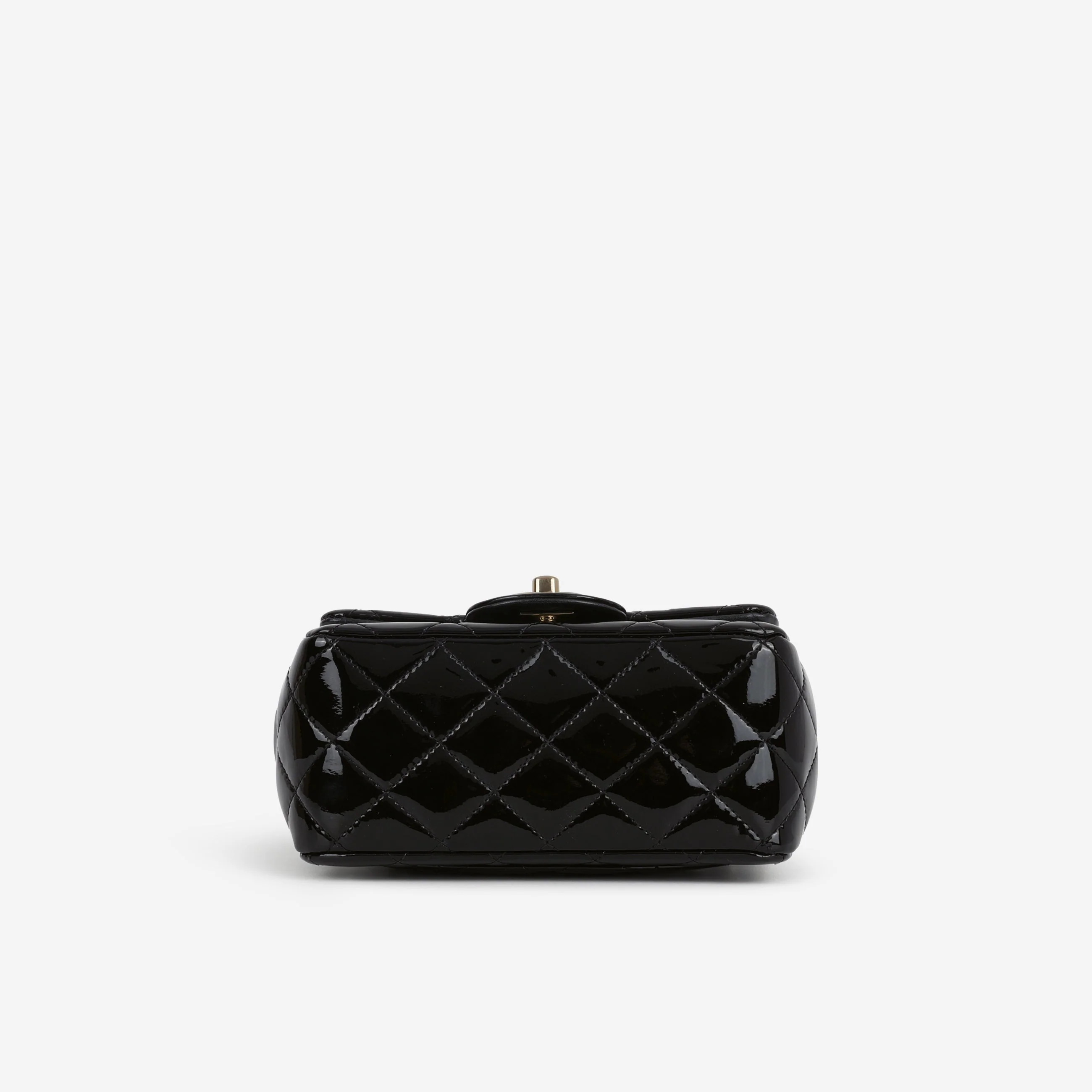 Chanel Classic Mini Flap Square - Black Patent | Champagne Gold Hardware - Image 3