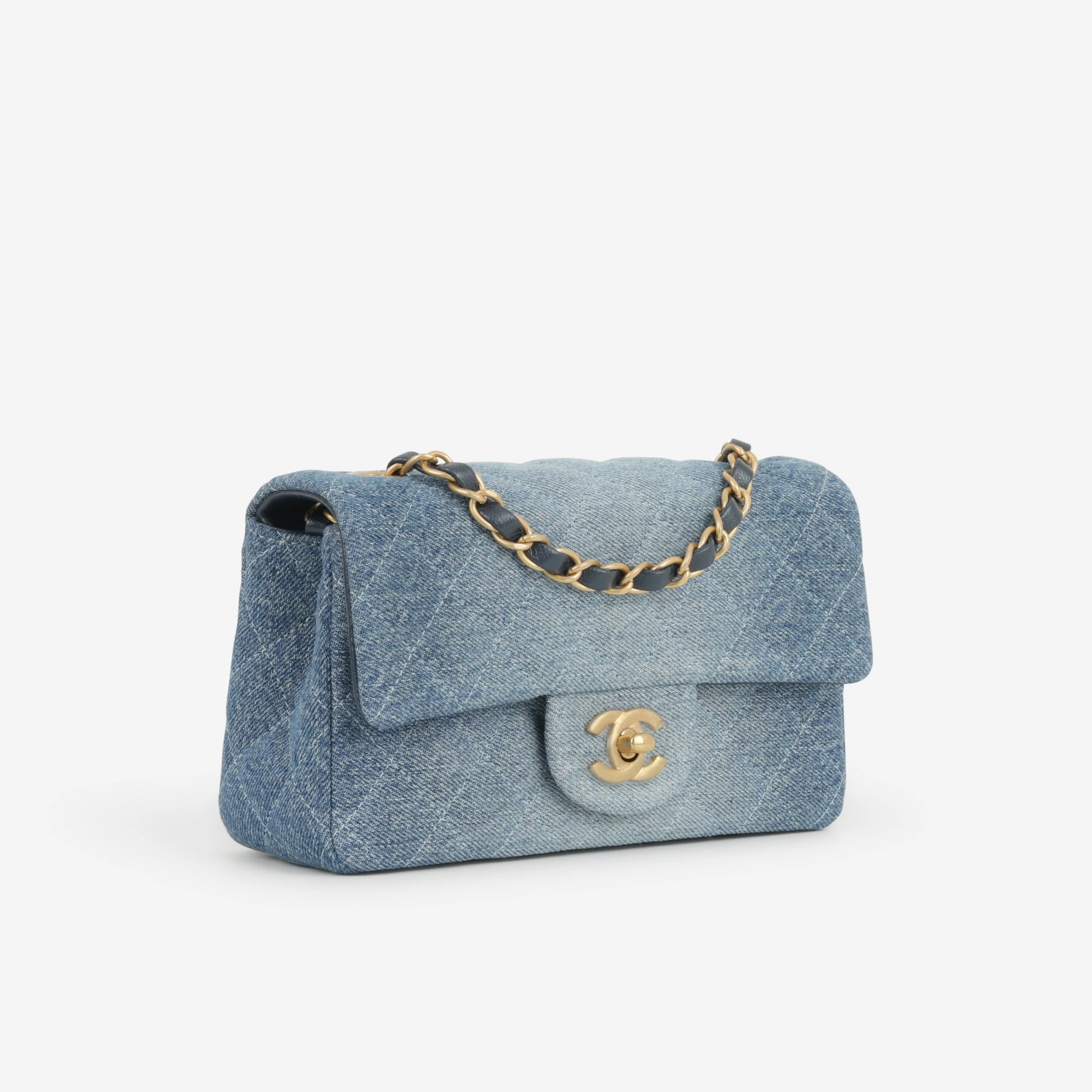 Chanel Classic Mini Rectangular - Blue Ombre Denim | Gold Hardware - Image 2