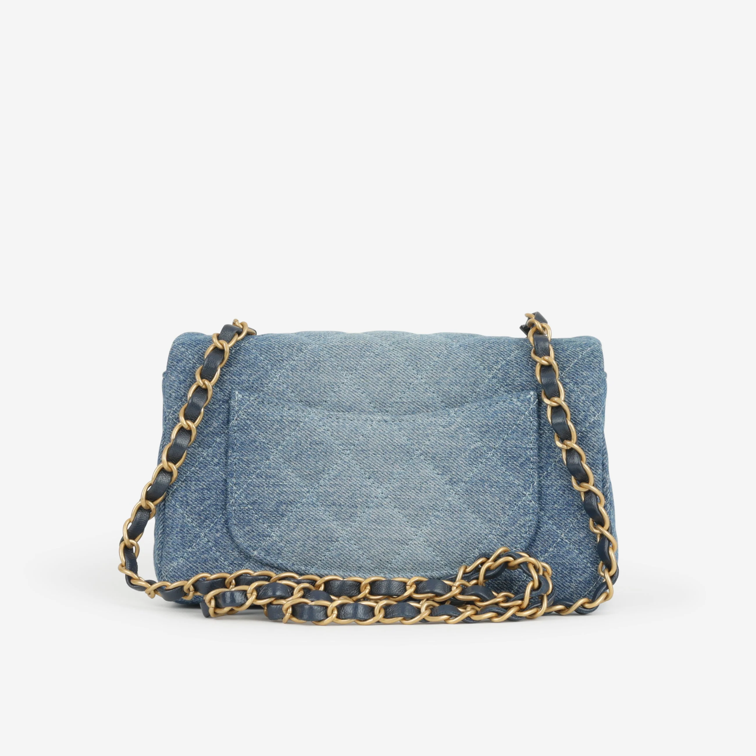 Chanel Classic Mini Rectangular - Blue Ombre Denim | Gold Hardware - Image 3