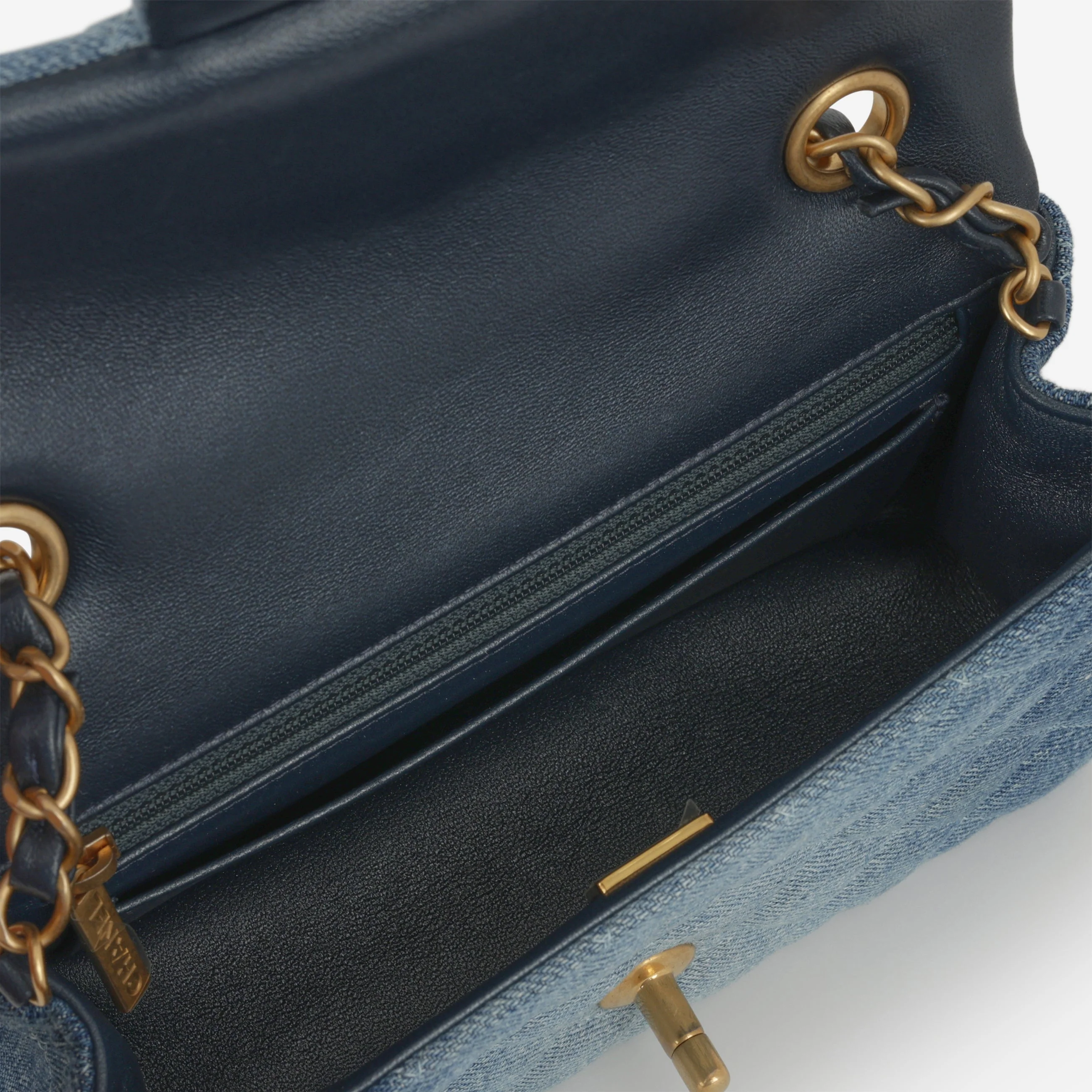 Chanel Classic Mini Rectangular - Blue Ombre Denim | Gold Hardware - Image 5