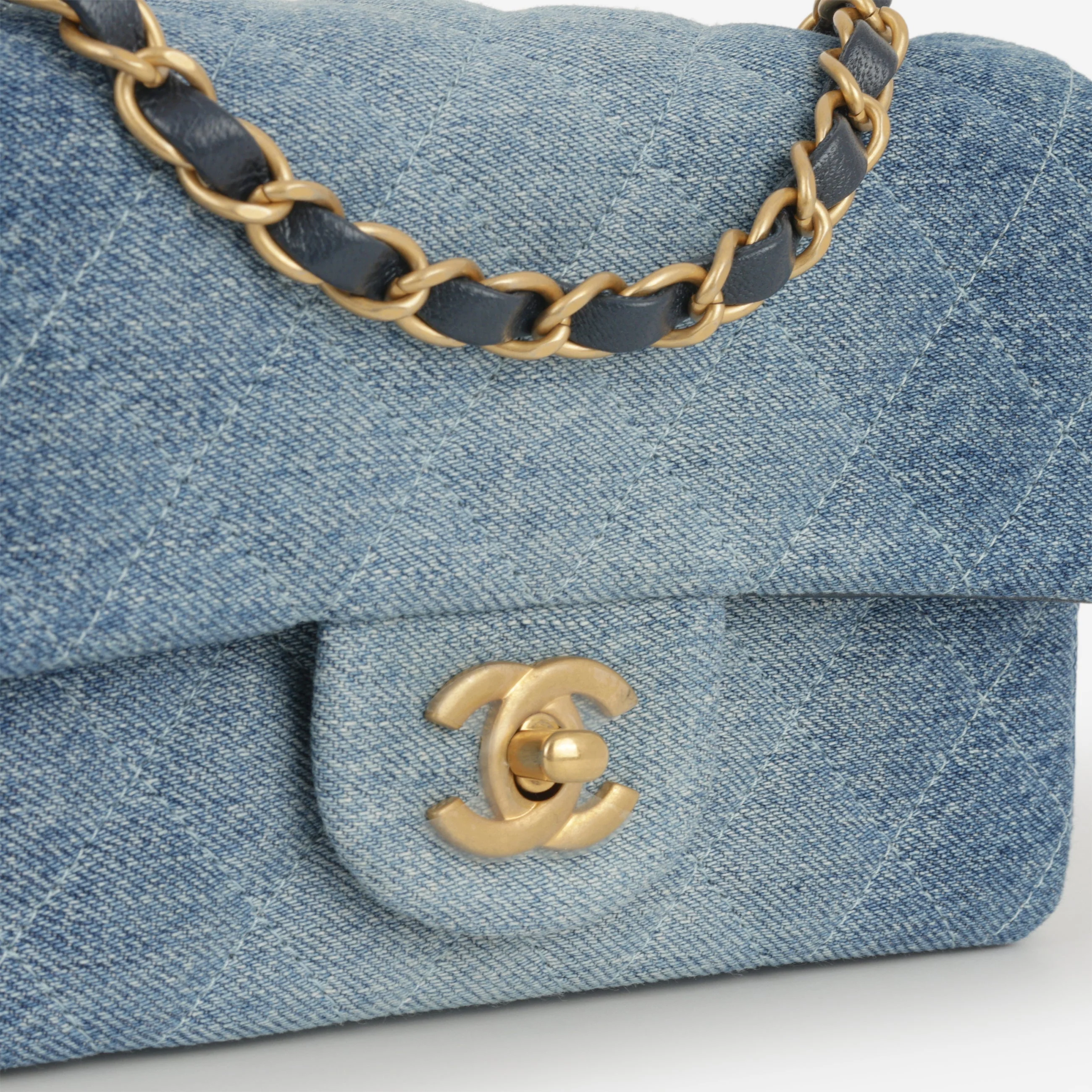 Chanel Classic Mini Rectangular - Blue Ombre Denim | Gold Hardware - Image 7