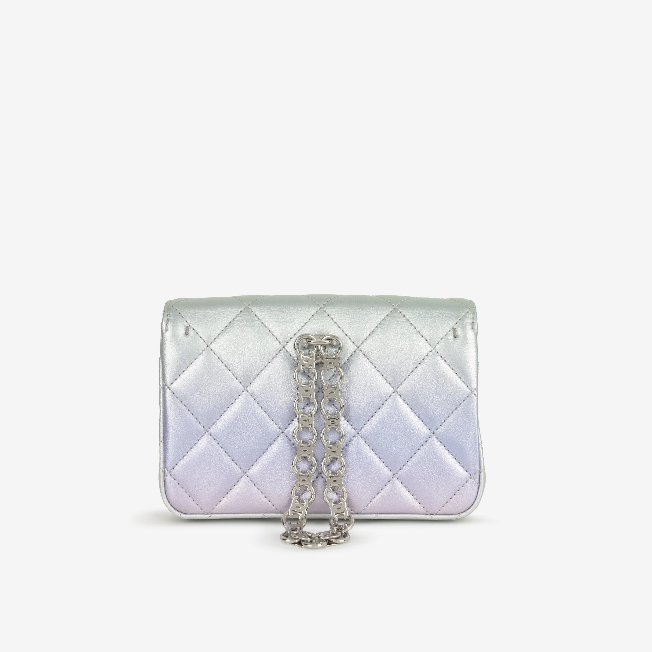 Chanel Classic Mini Wristlet Clutch - Iridescent Rainbow Calfskin | Silver Hardware - Image 3