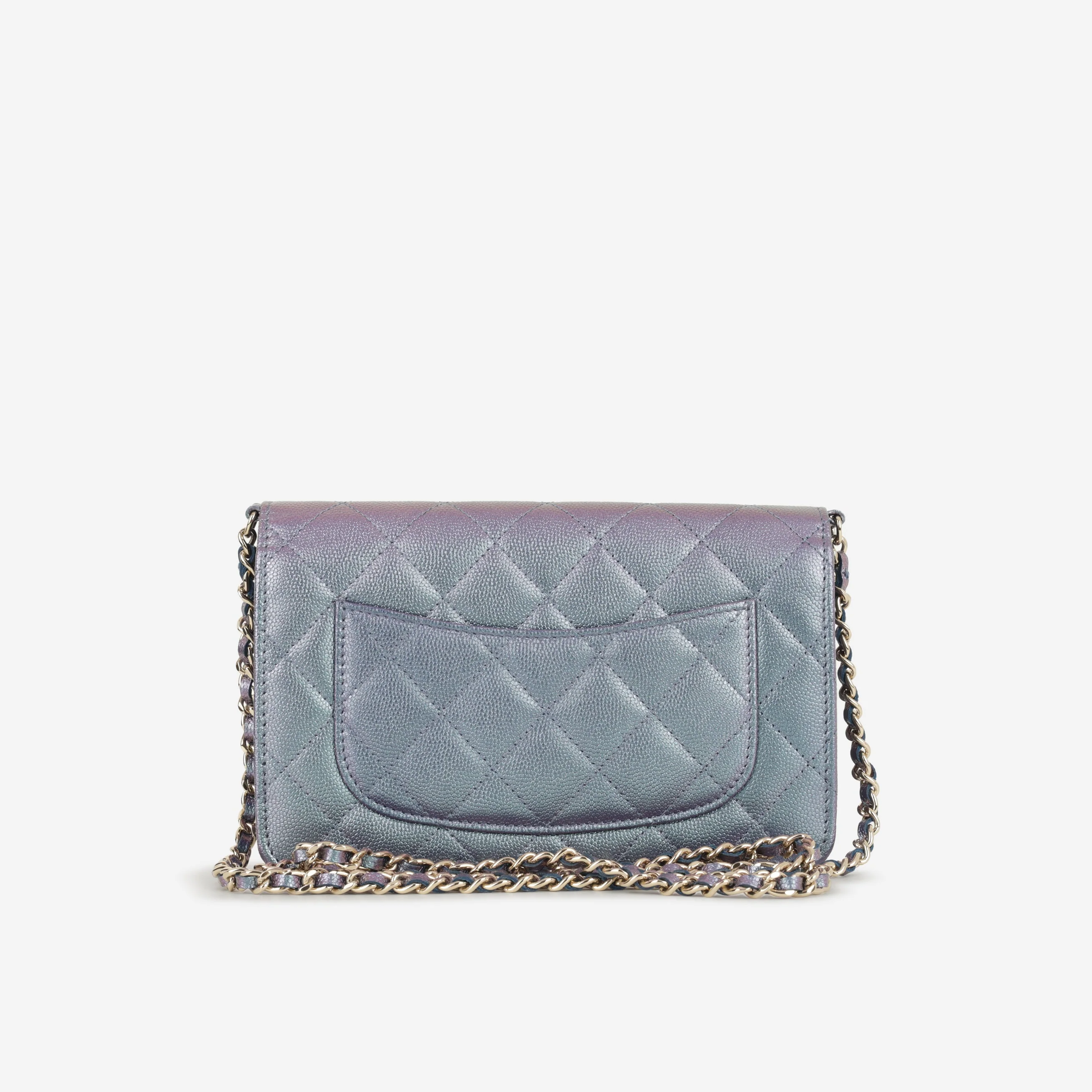 Chanel Classic Wallet on Chain - Iridescent Purple Caviar | Champagne Gold Hardware - Image 3