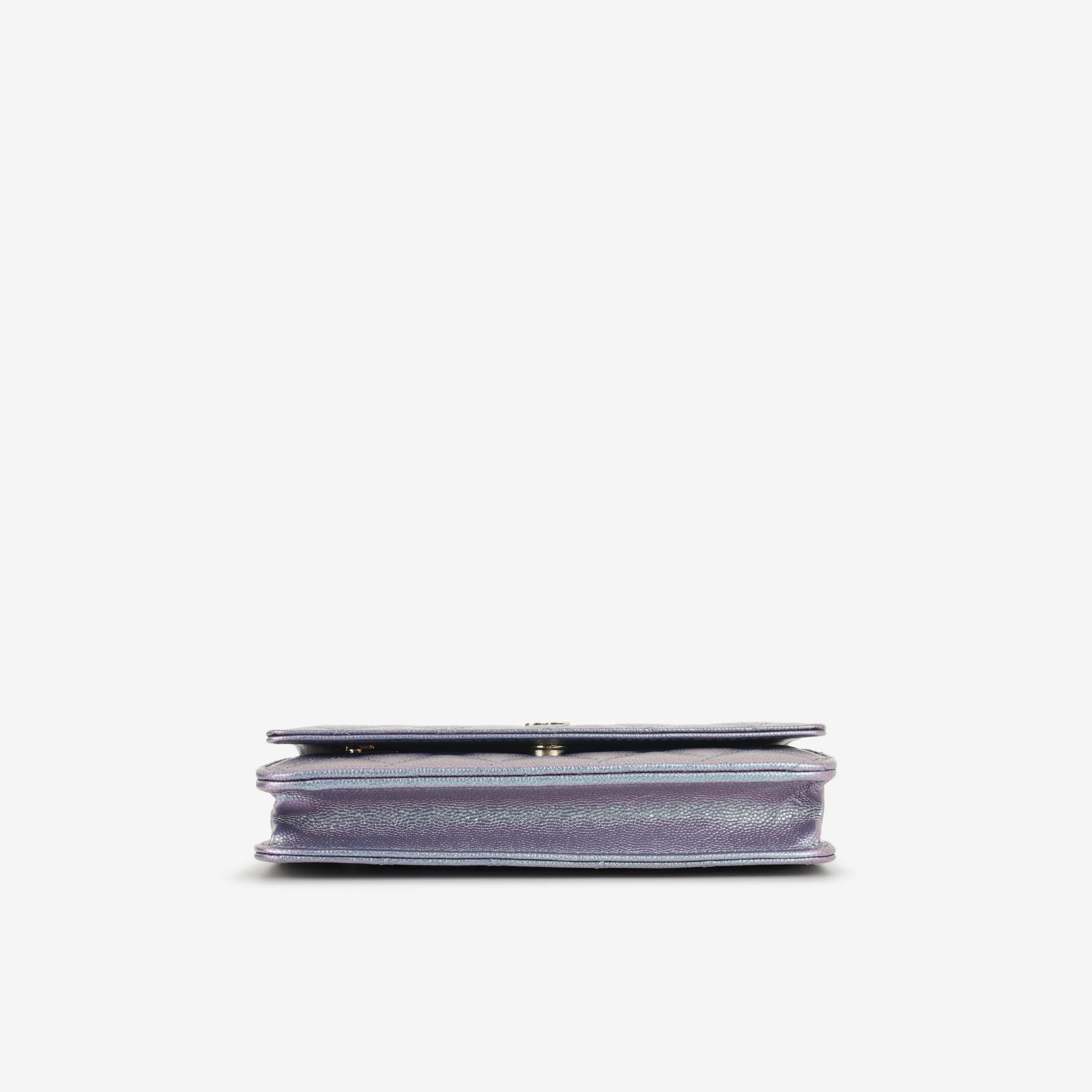 Chanel Classic Wallet on Chain - Iridescent Purple Caviar | Champagne Gold Hardware - Image 4