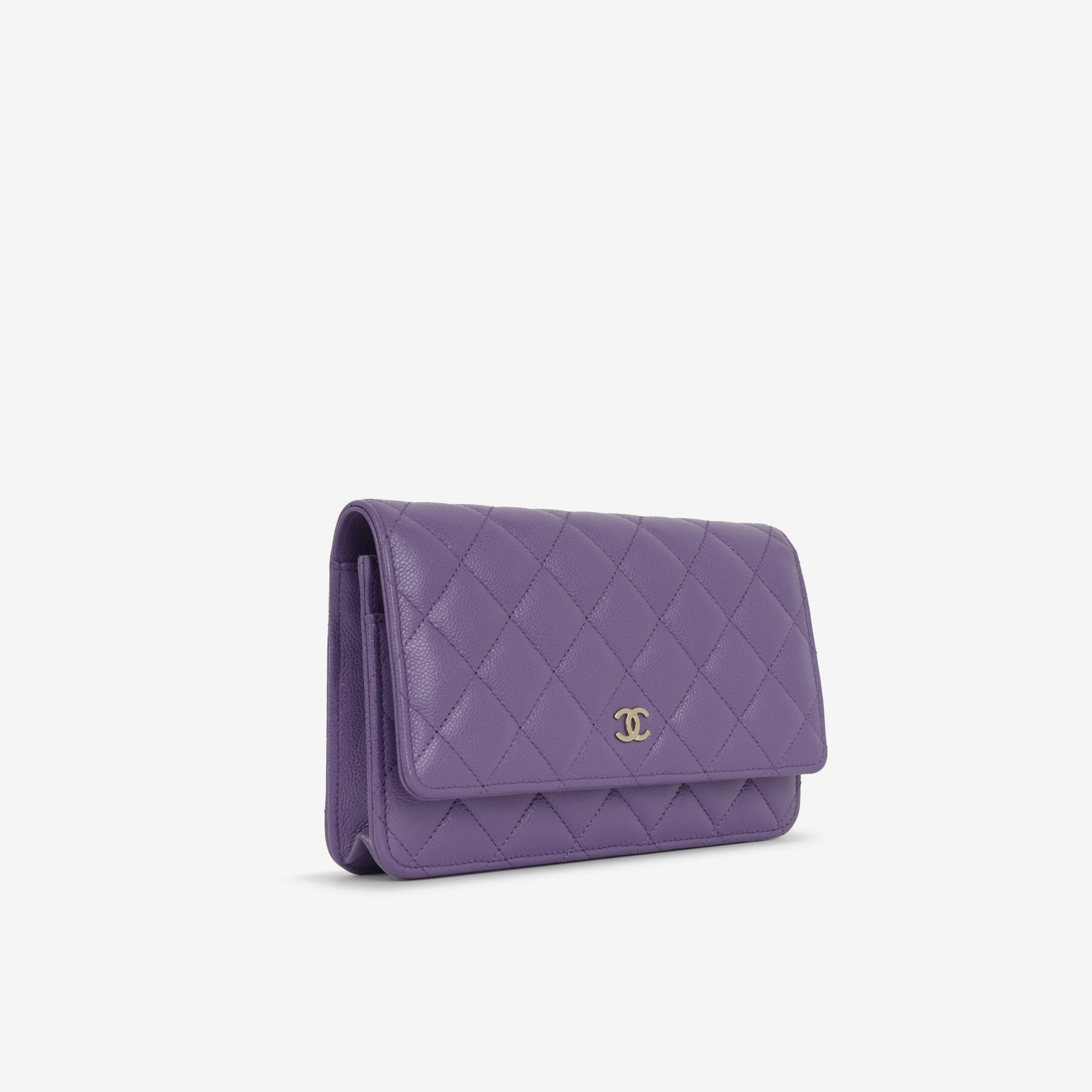 Chanel Classic Wallet on Chain - Purple Caviar | Champagne Gold Hardware - Image 2