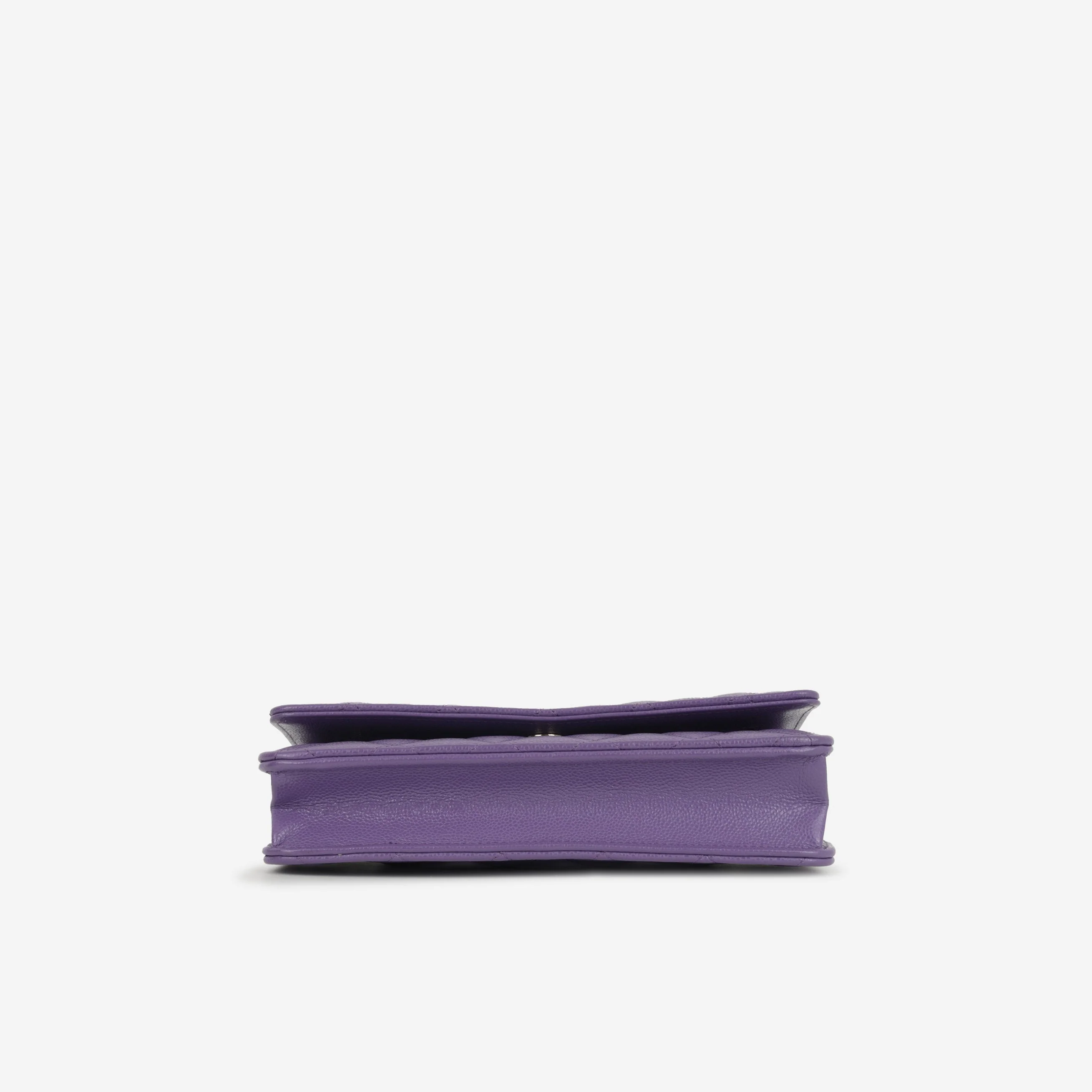 Chanel Classic Wallet on Chain - Purple Caviar | Champagne Gold Hardware - Image 3