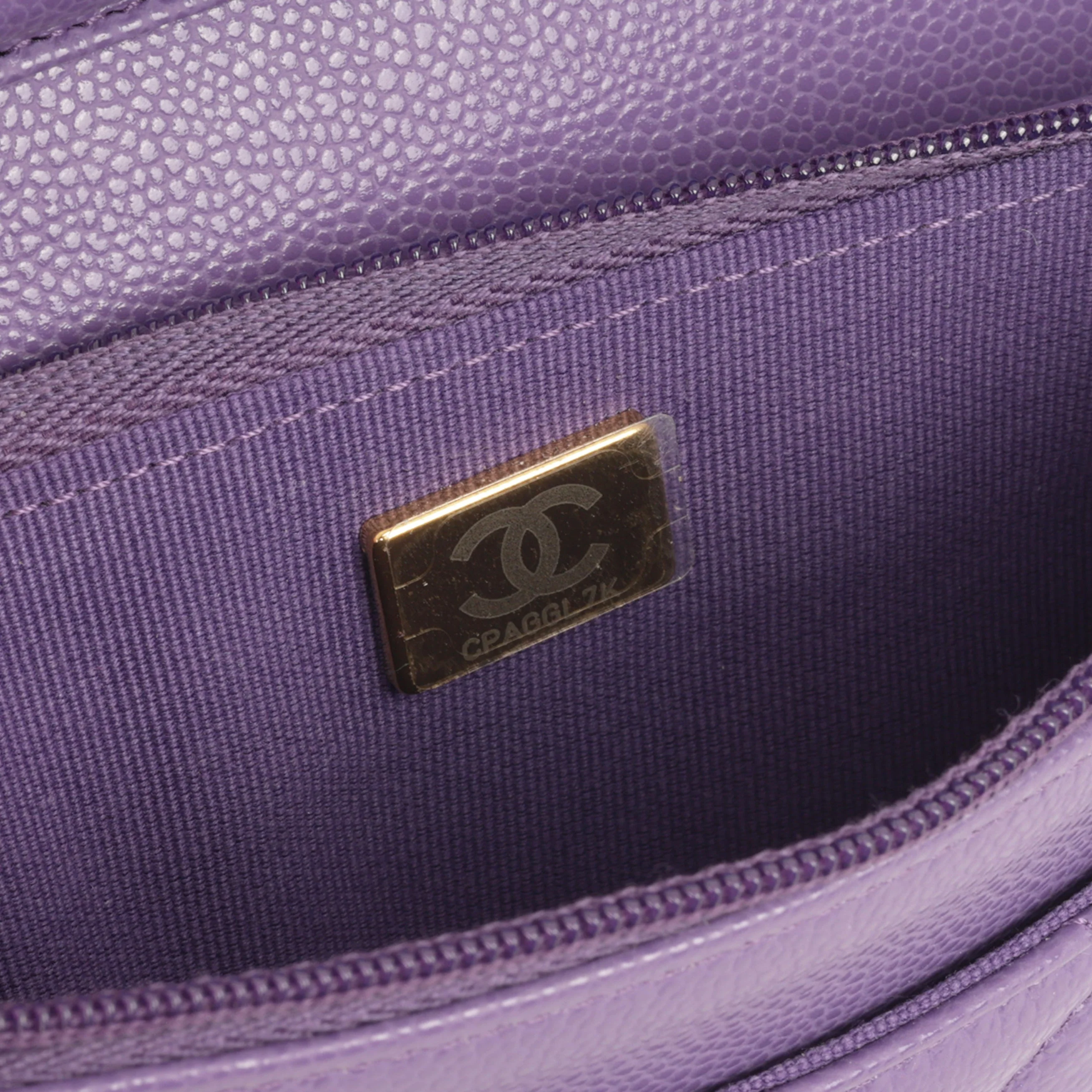Chanel Classic Wallet on Chain - Purple Caviar | Champagne Gold Hardware - Image 6