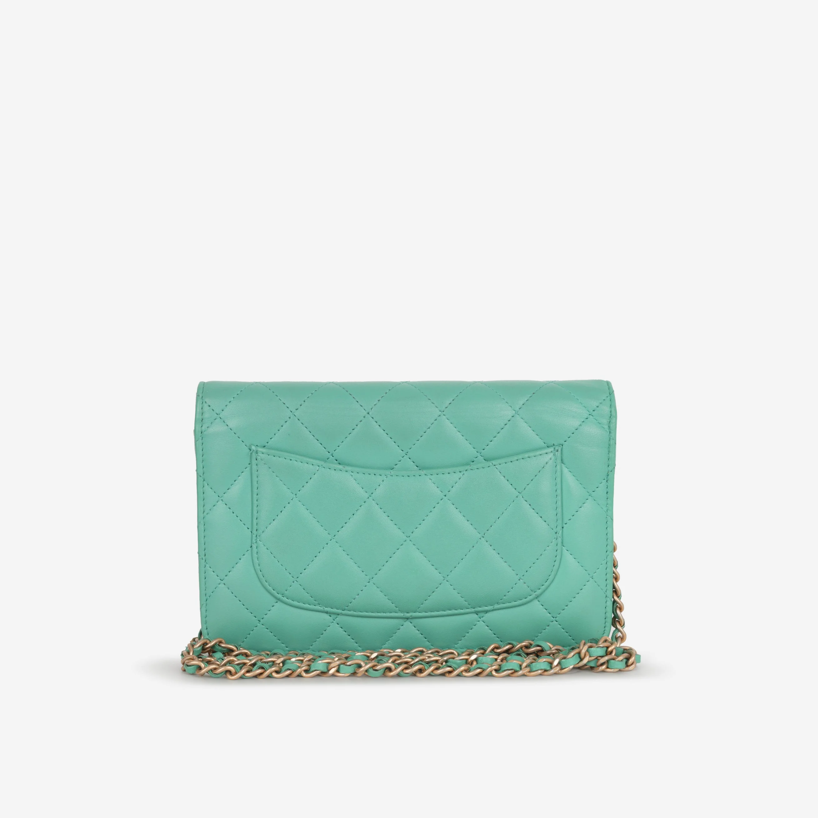 Classic Wallet on Chain - Teal Lambskin | Champagne Gold Hardware - Image 3