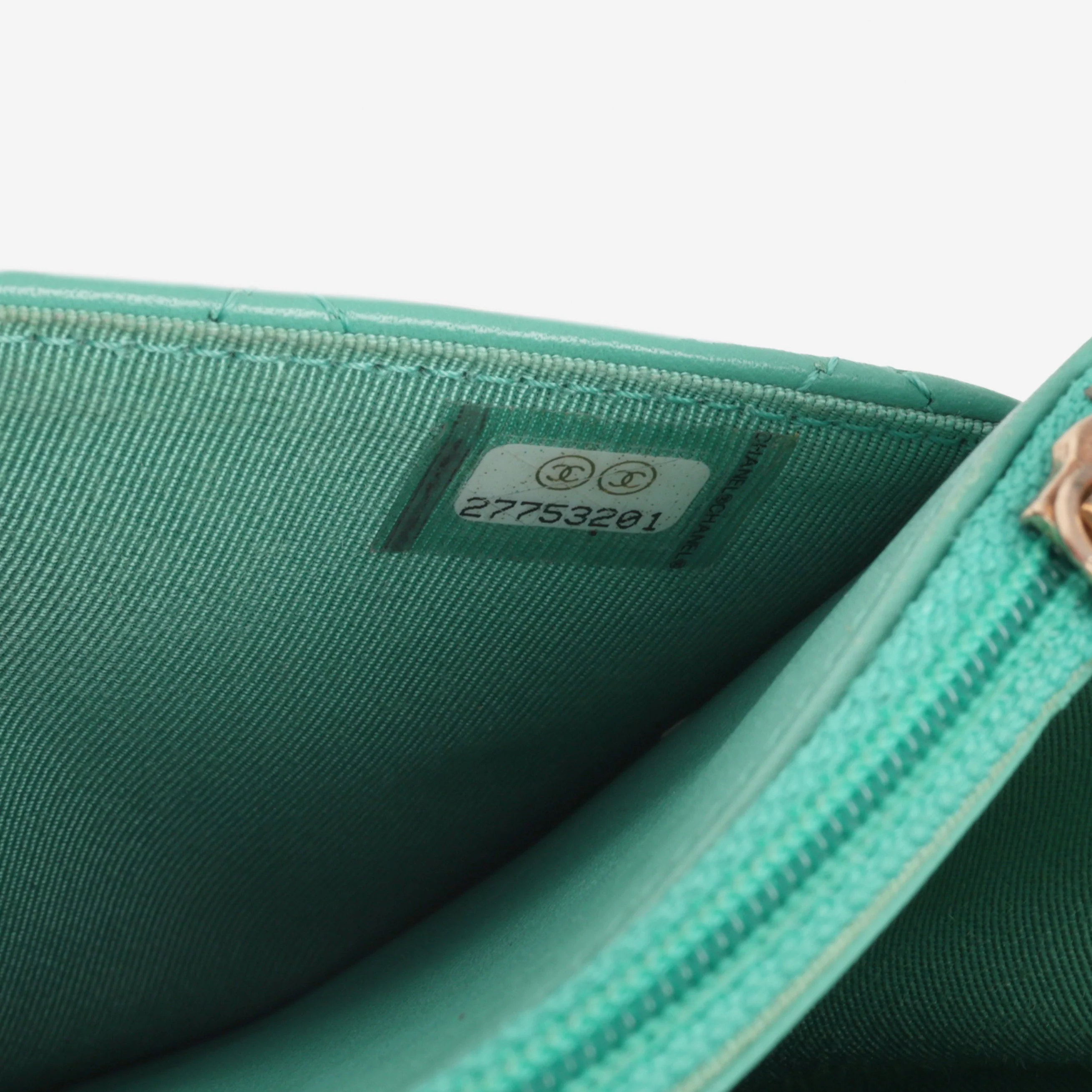Classic Wallet on Chain - Teal Lambskin | Champagne Gold Hardware - Image 7