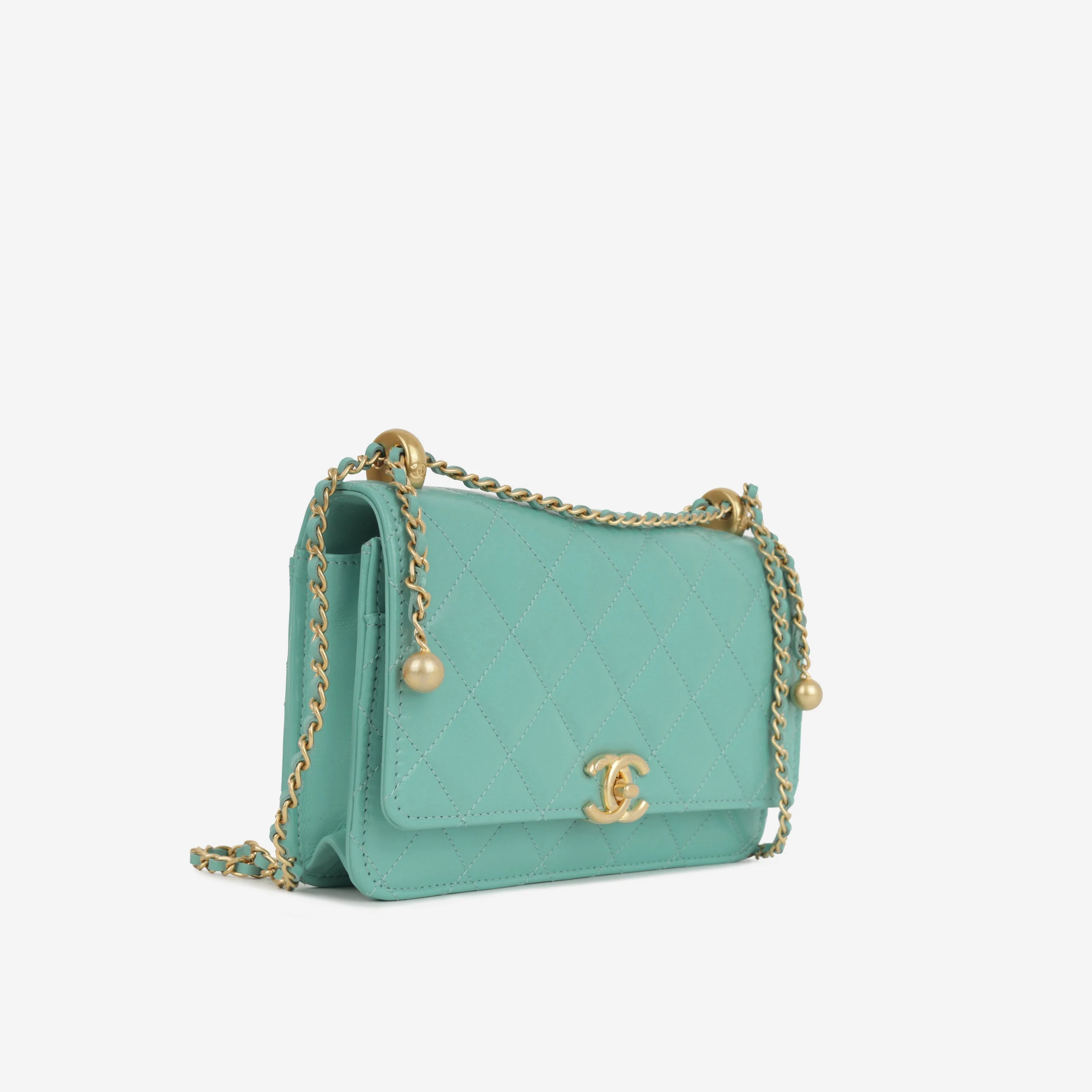Chanel Crush Charm Wallet on Chain - Turquoise Calfskin | Gold Hardware - Image 2