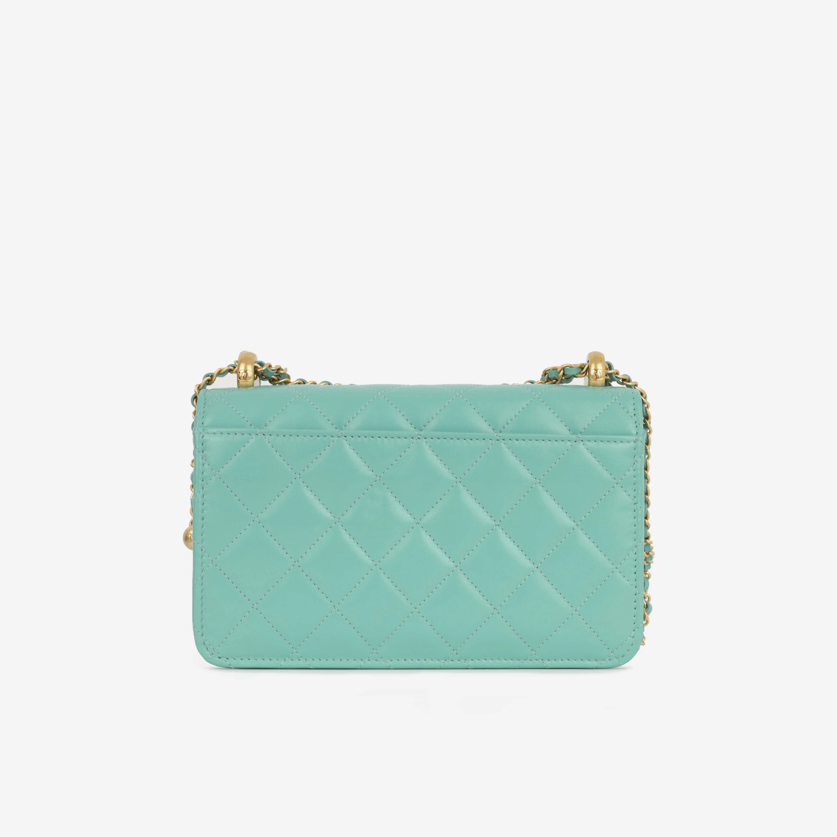 Chanel Crush Charm Wallet on Chain - Turquoise Calfskin | Gold Hardware - Image 3