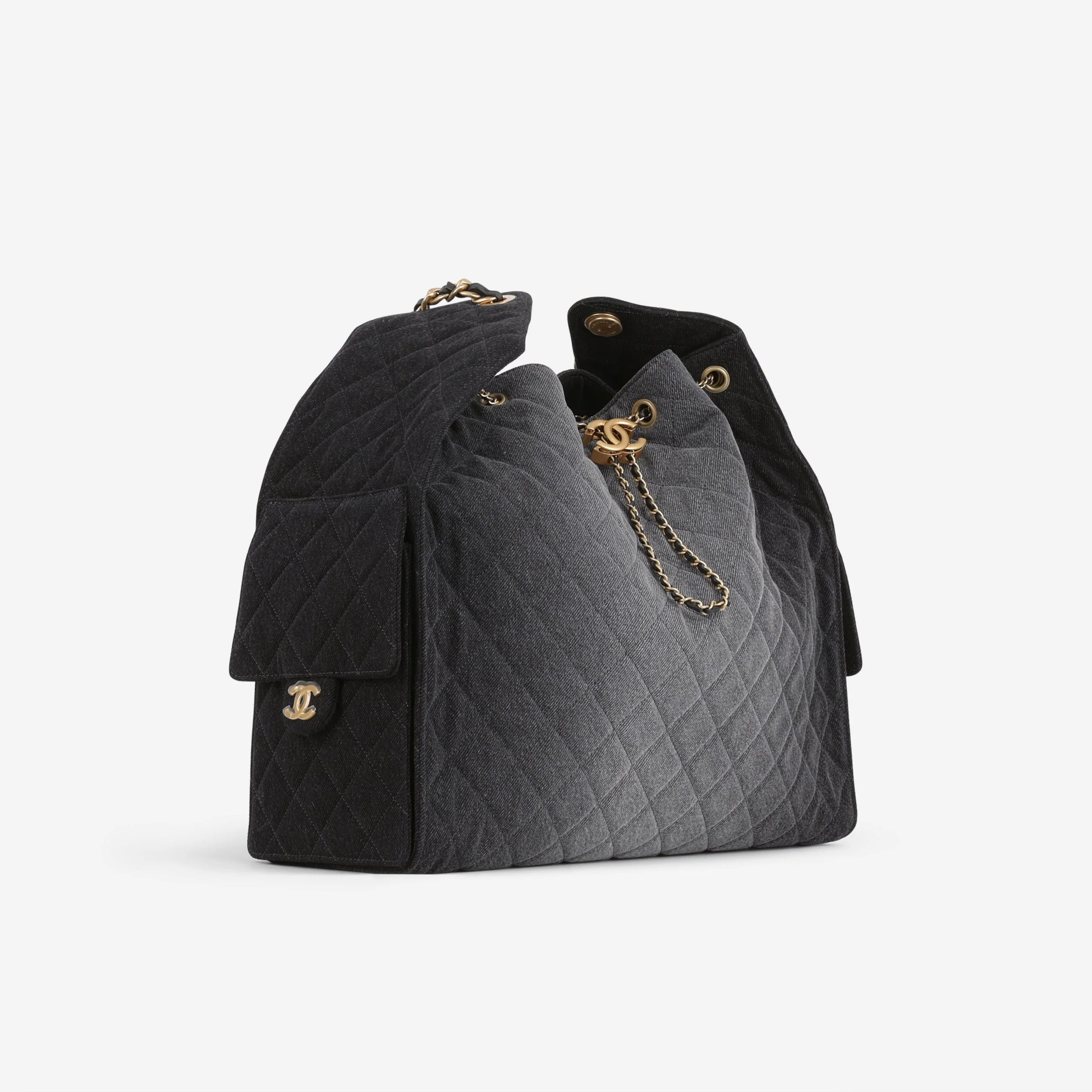 Chanel Large 25 Hobo Bag - Black Denim | Gold Hardware - Image 2