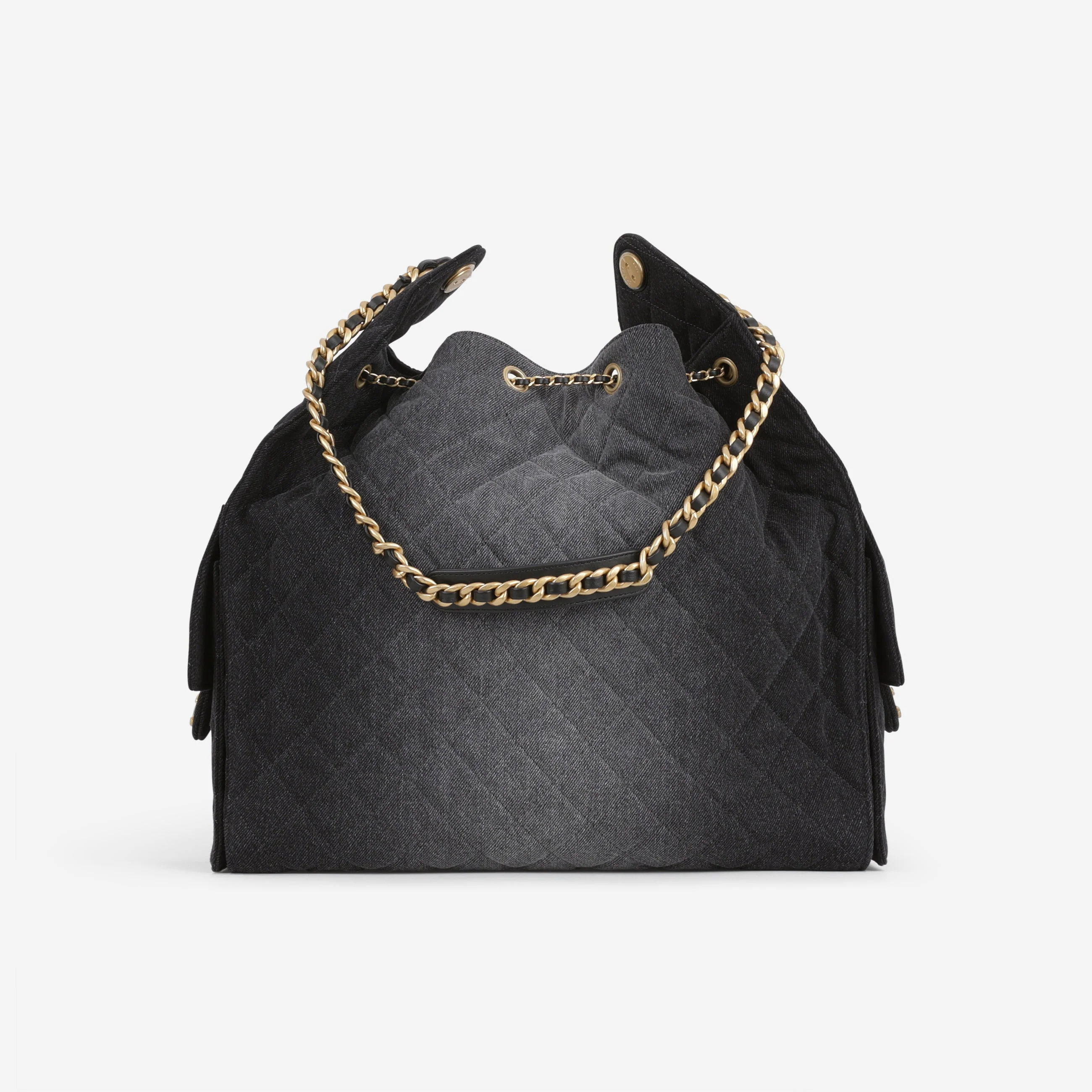 Chanel Large 25 Hobo Bag - Black Denim | Gold Hardware - Image 3