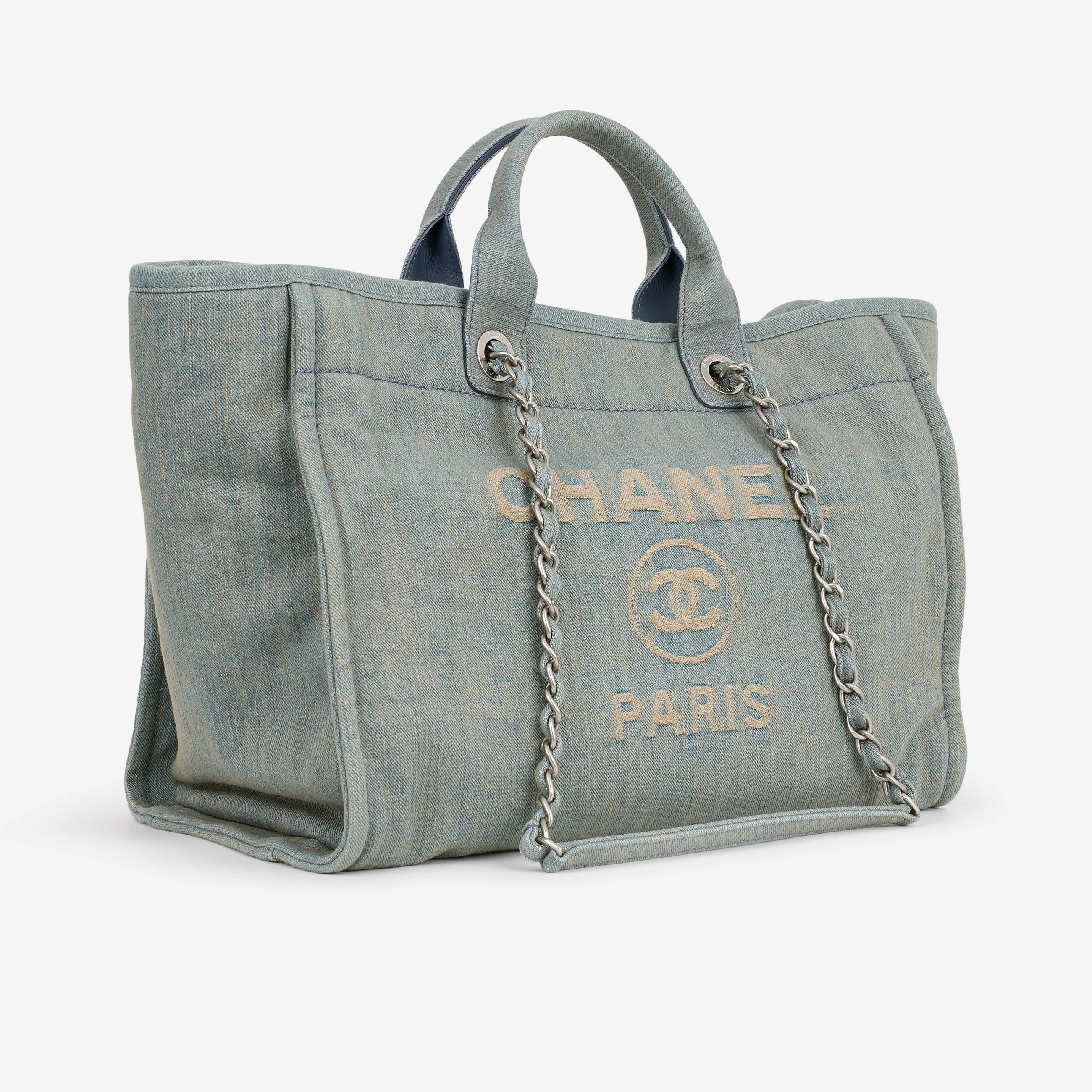 Chanel Large Deauville - Light Washed Denim | Brushed Silver Hardware - Image 2
