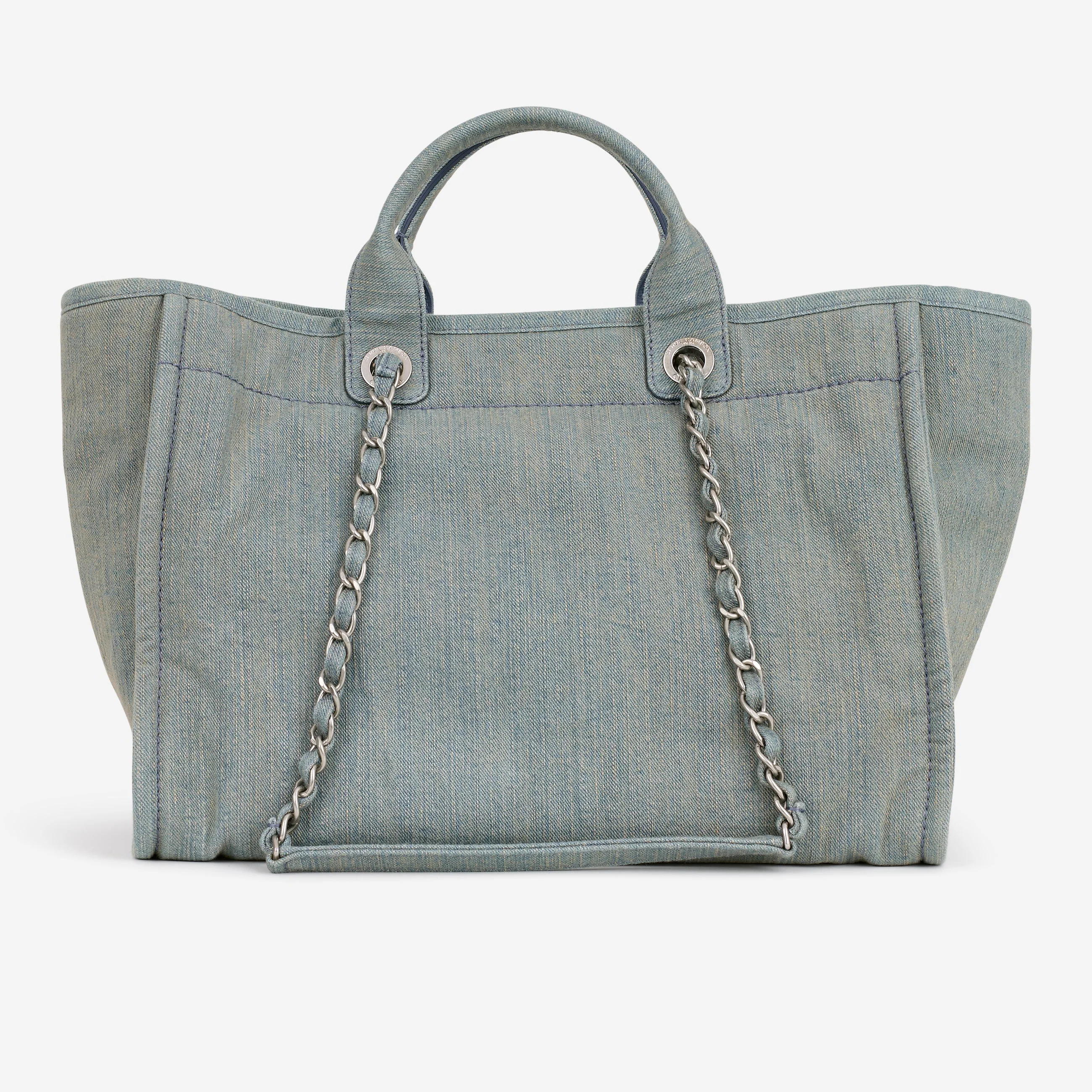 Chanel Large Deauville - Light Washed Denim | Brushed Silver Hardware - Image 5