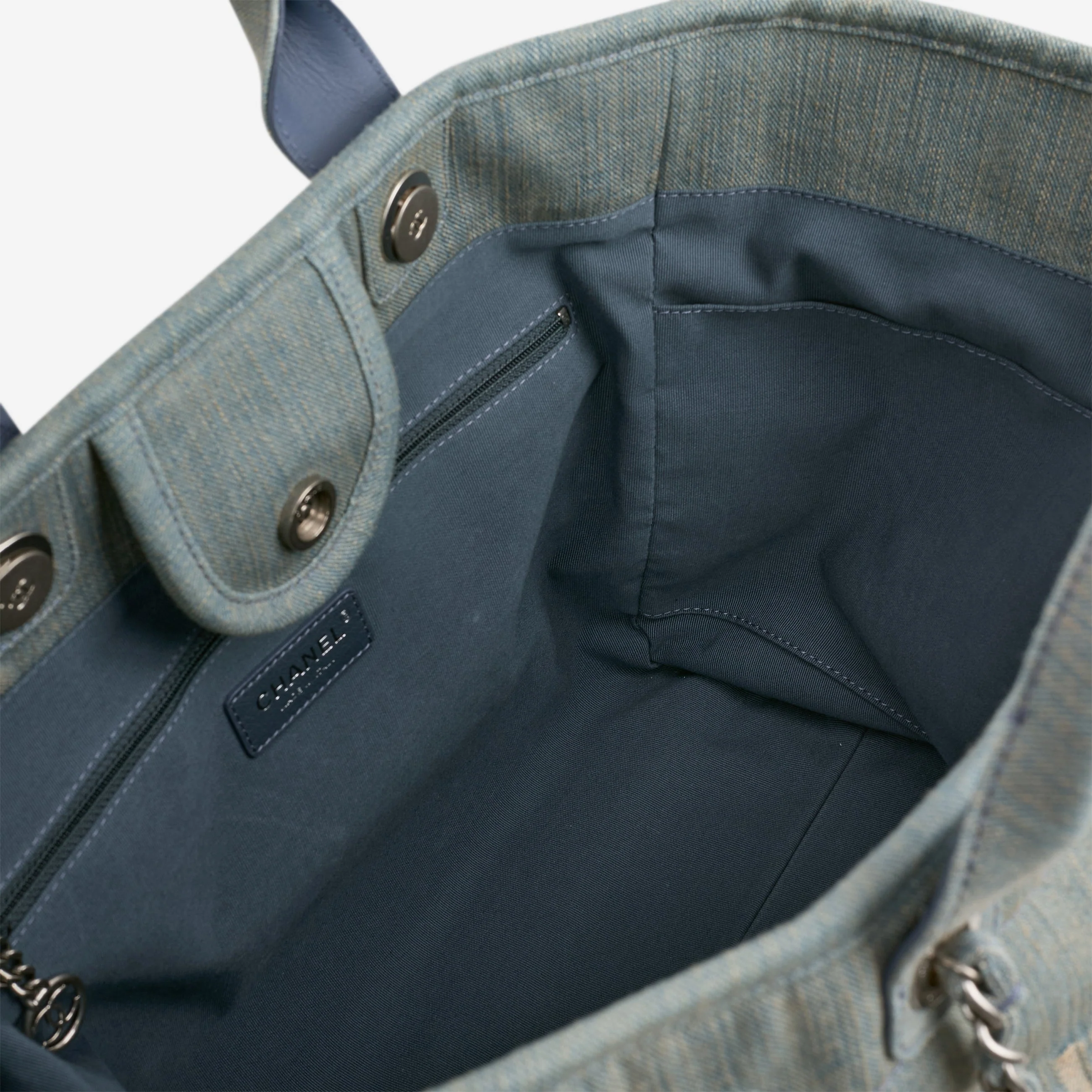 Chanel Large Deauville - Light Washed Denim | Brushed Silver Hardware - Image 6