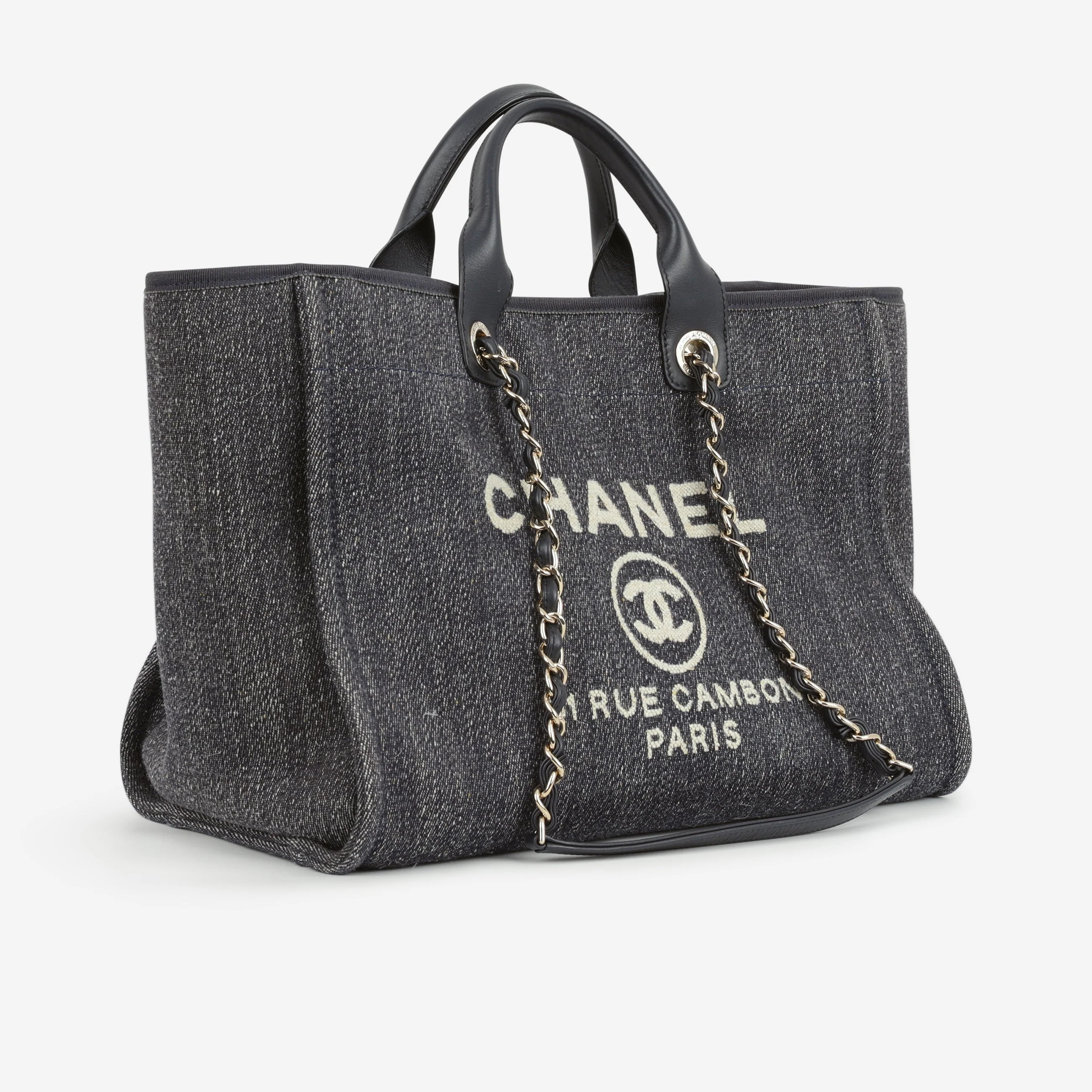 Chanel Large Deauville - Navy Denim | Champagne Gold Hardware - Image 2