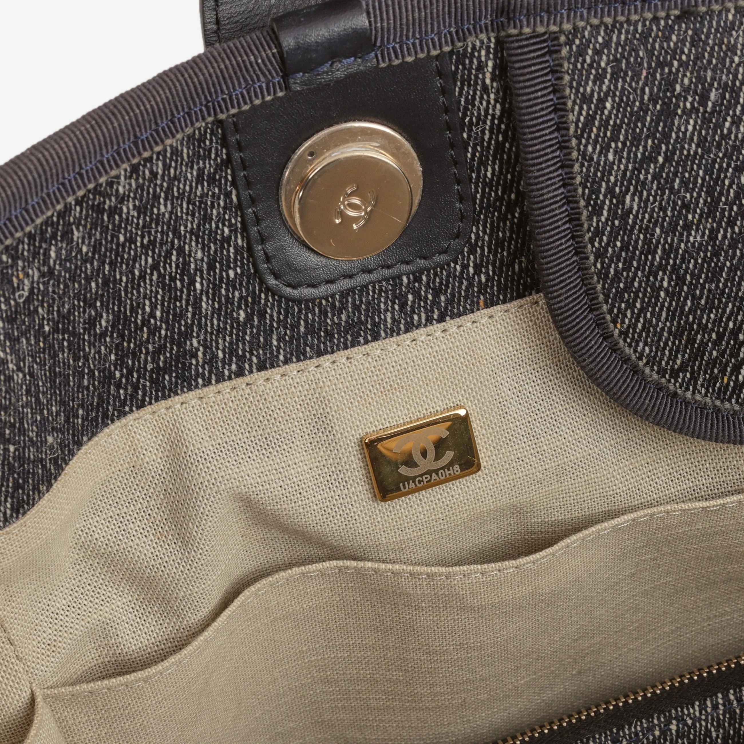 Chanel Large Deauville - Navy Denim | Champagne Gold Hardware - Image 6