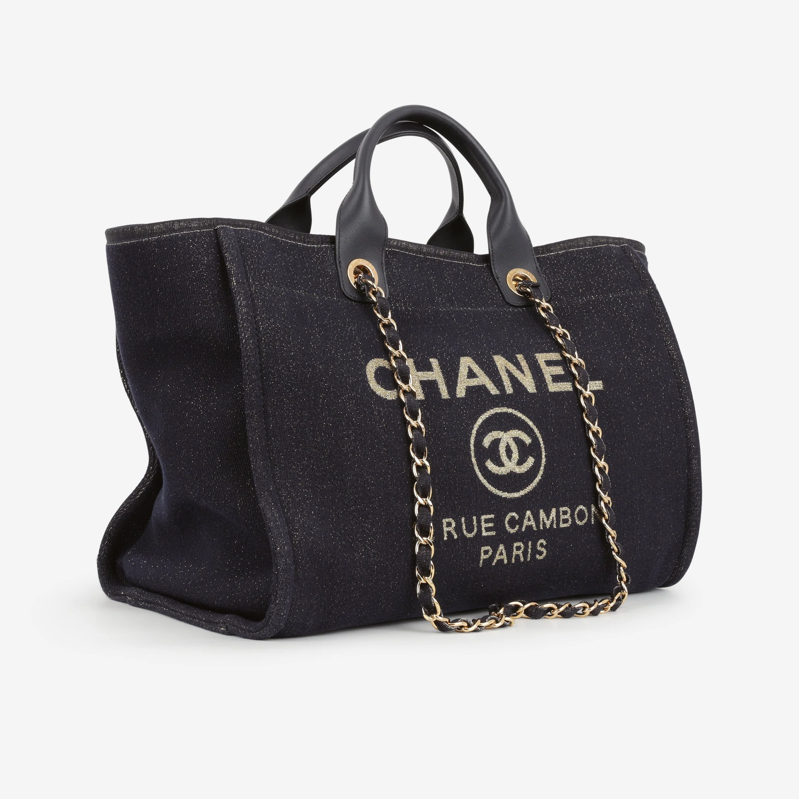 Chanel Chanel Large Deauville - Navy / Gold Glitter Fabric | Gold Hardware - Image 2