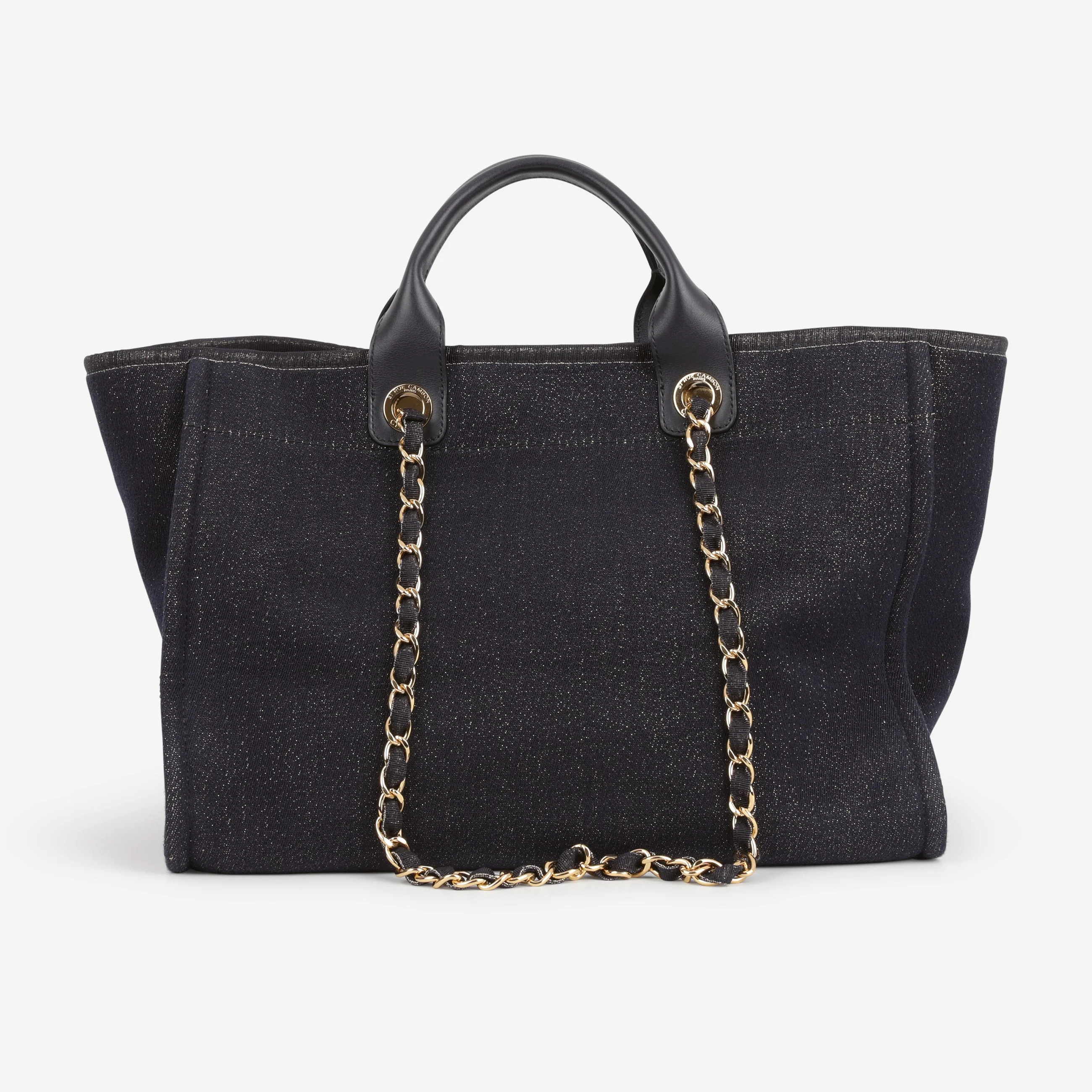 Chanel Chanel Large Deauville - Navy / Gold Glitter Fabric | Gold Hardware - Image 3