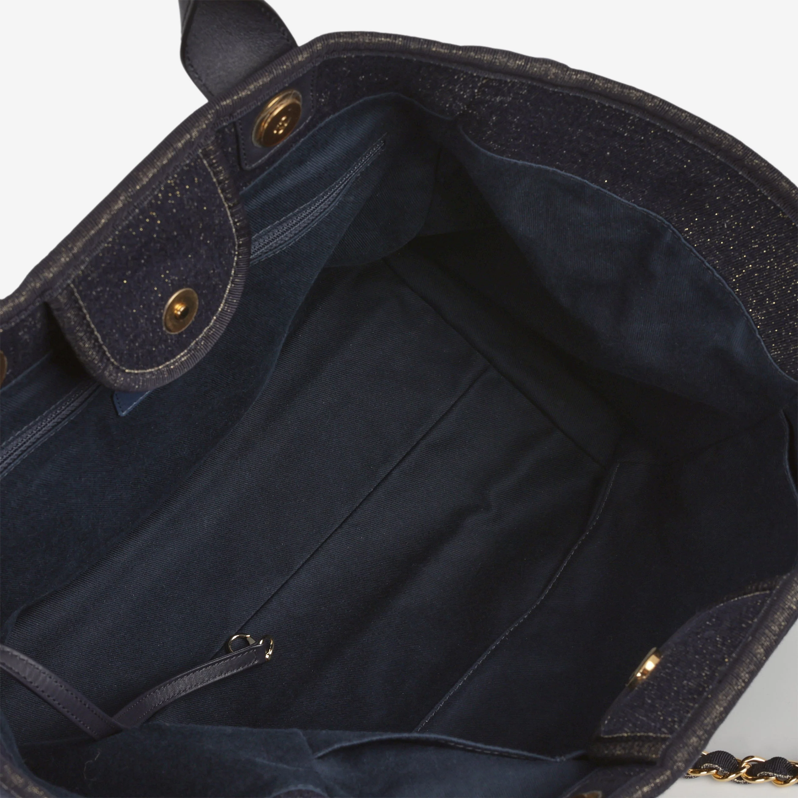 Chanel Chanel Large Deauville - Navy / Gold Glitter Fabric | Gold Hardware - Image 5