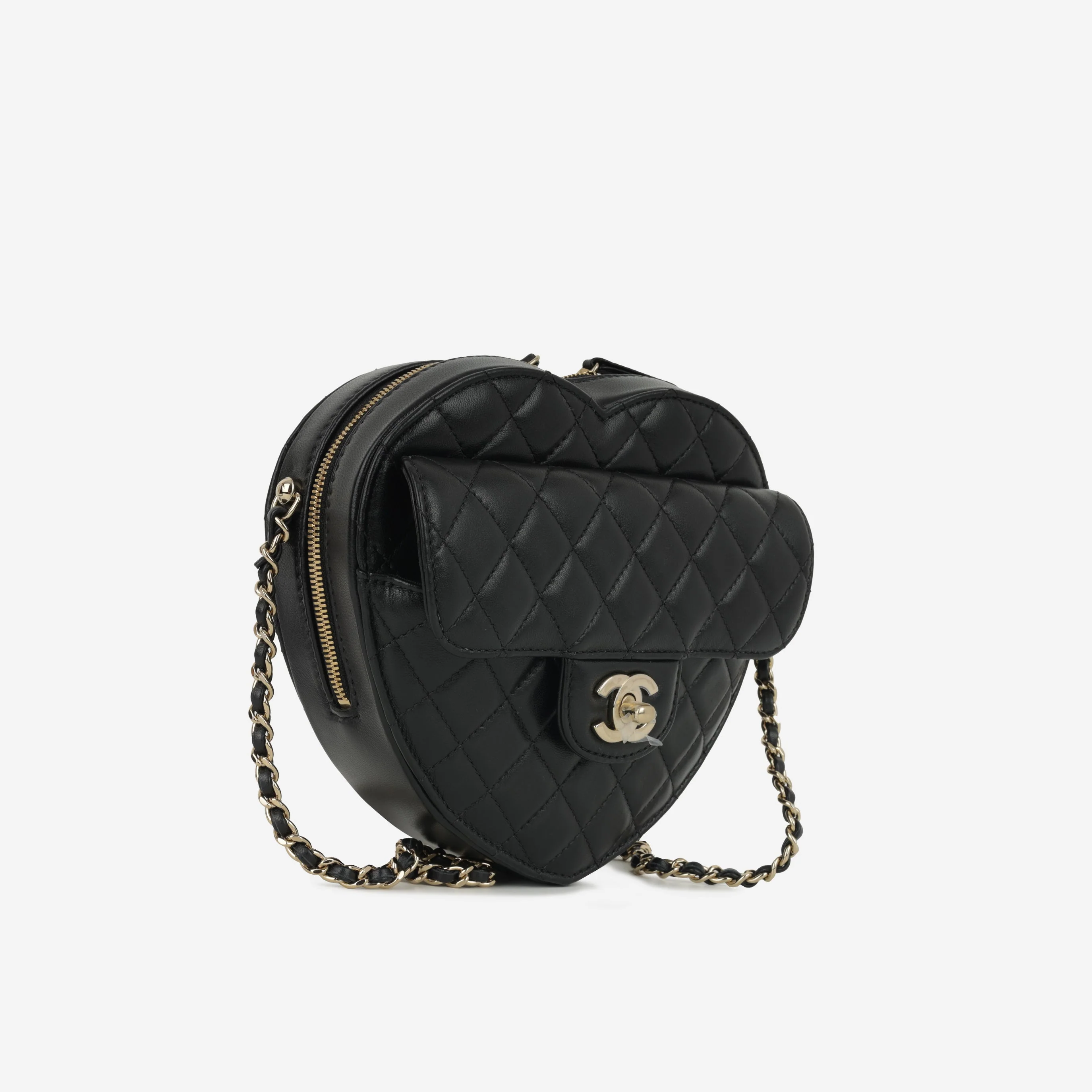 Chanel Large Heart Bag - Black Lambskin | Champagne Gold Hardware - Image 2