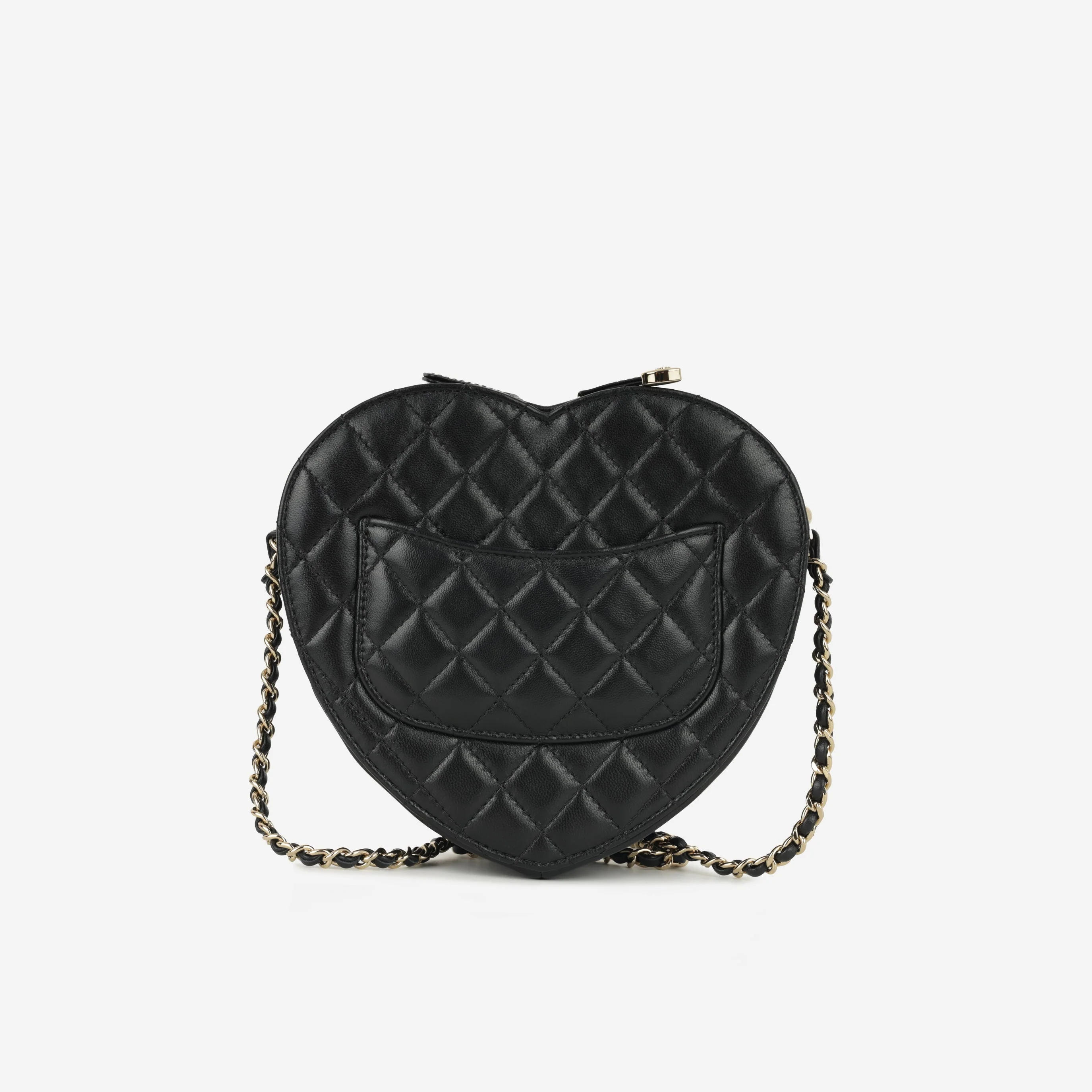 Chanel Large Heart Bag - Black Lambskin | Champagne Gold Hardware - Image 3