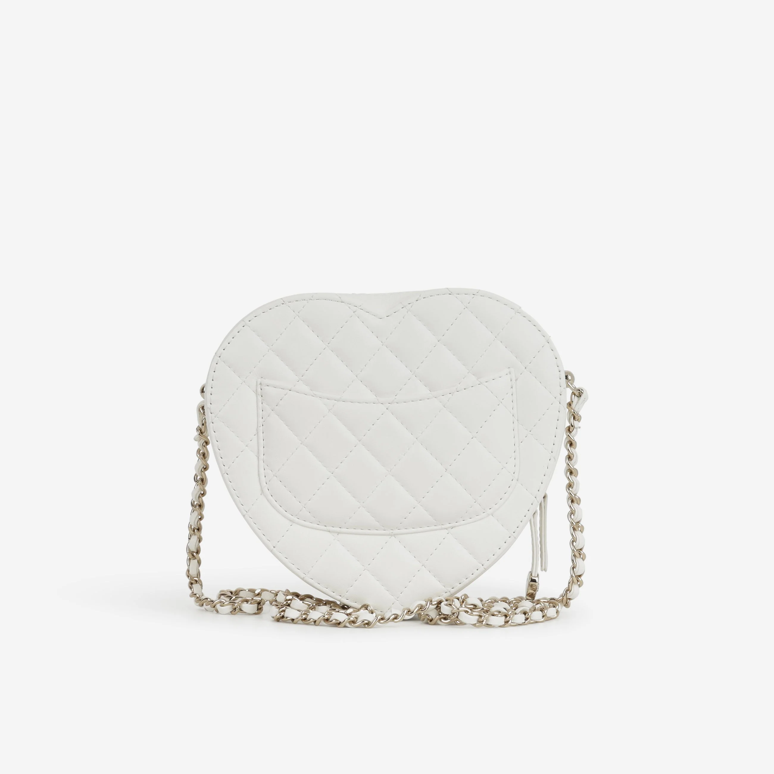 Chanel Large Heart Bag - White Lambskin | Champagne Gold Hardware - Image 3